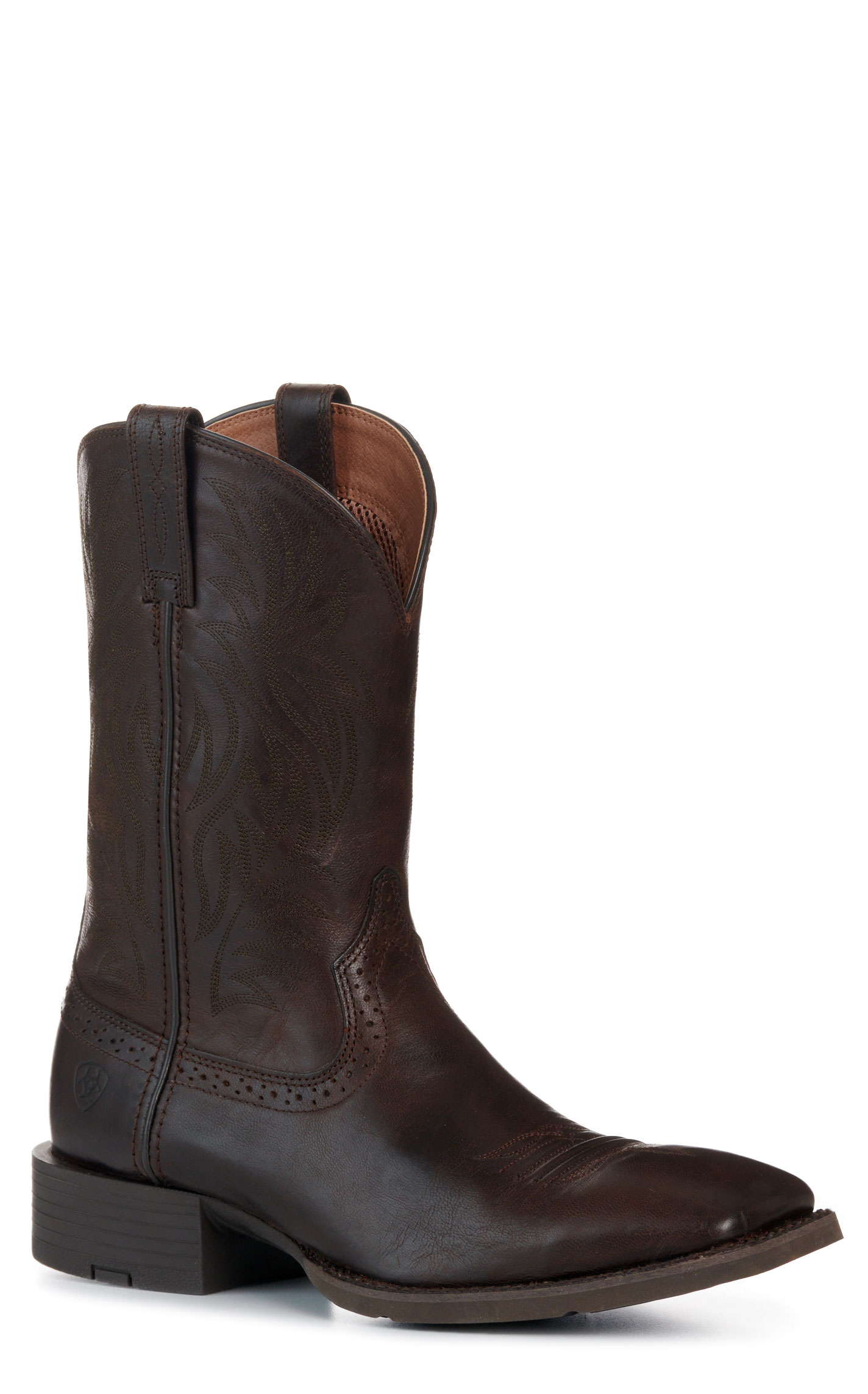 Ariat Men's Burnished Chocolate Sport Wide Square Toe Cowboy Boots - Image 1