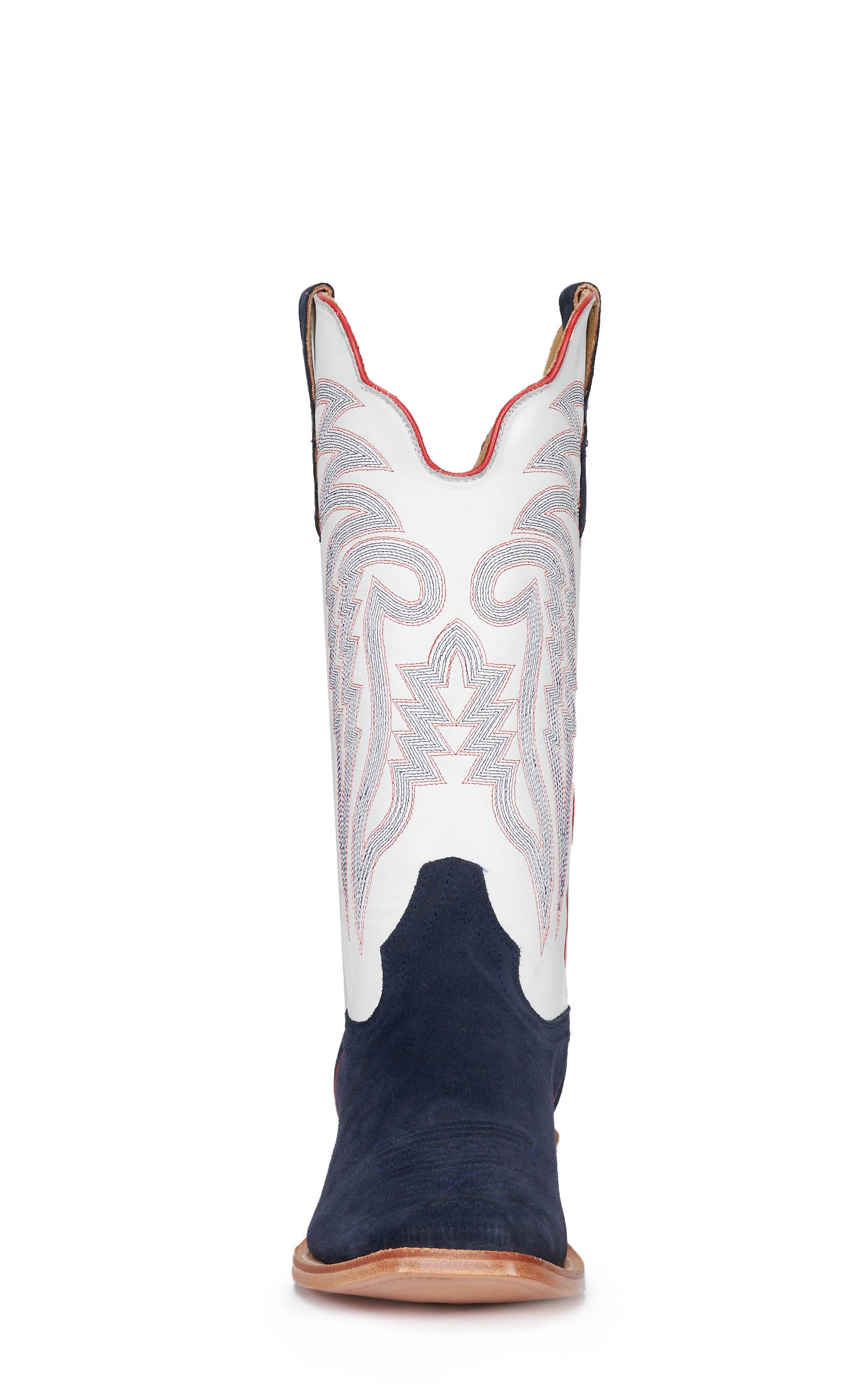R Watson Men's Midnight Blue Rough Out and Winter White Punchy Square Toe Cowboy Boots - Image 1