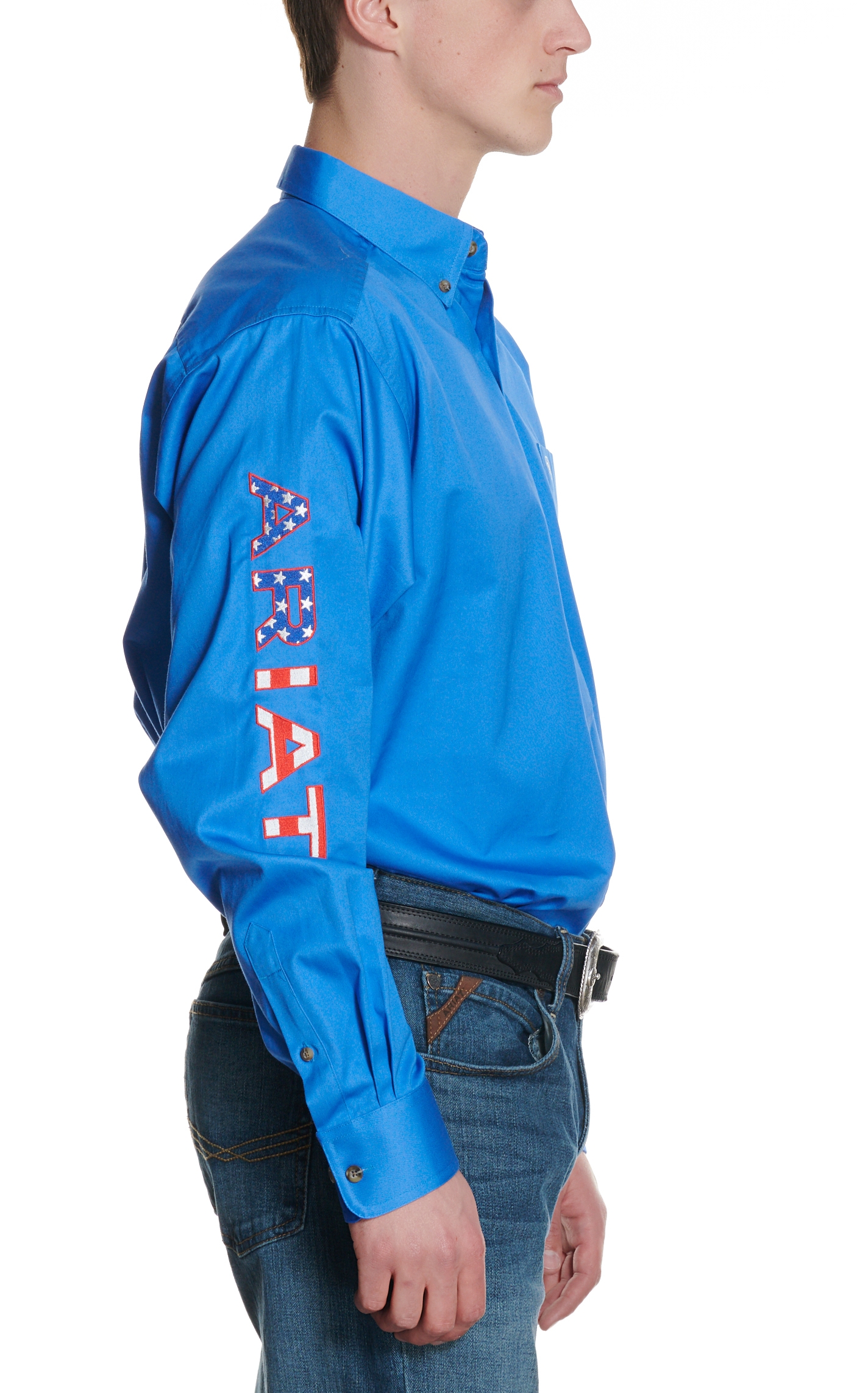 Ariat Men's Team USA Logo Blue Western Shirt - Image 1