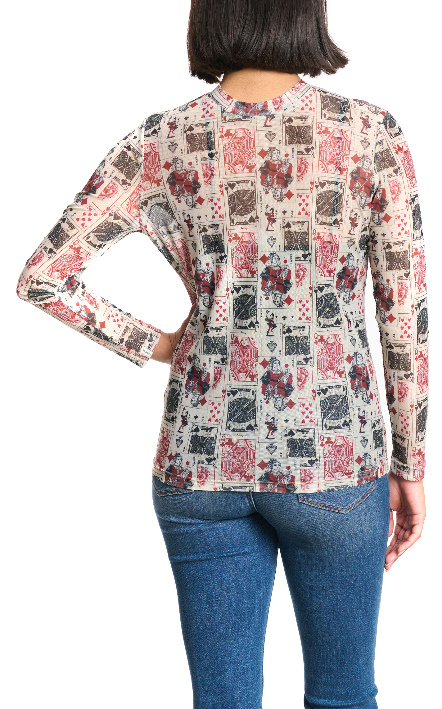 Turquoise Haven Women's Deck of Cards Fine Mesh Top - Image 1
