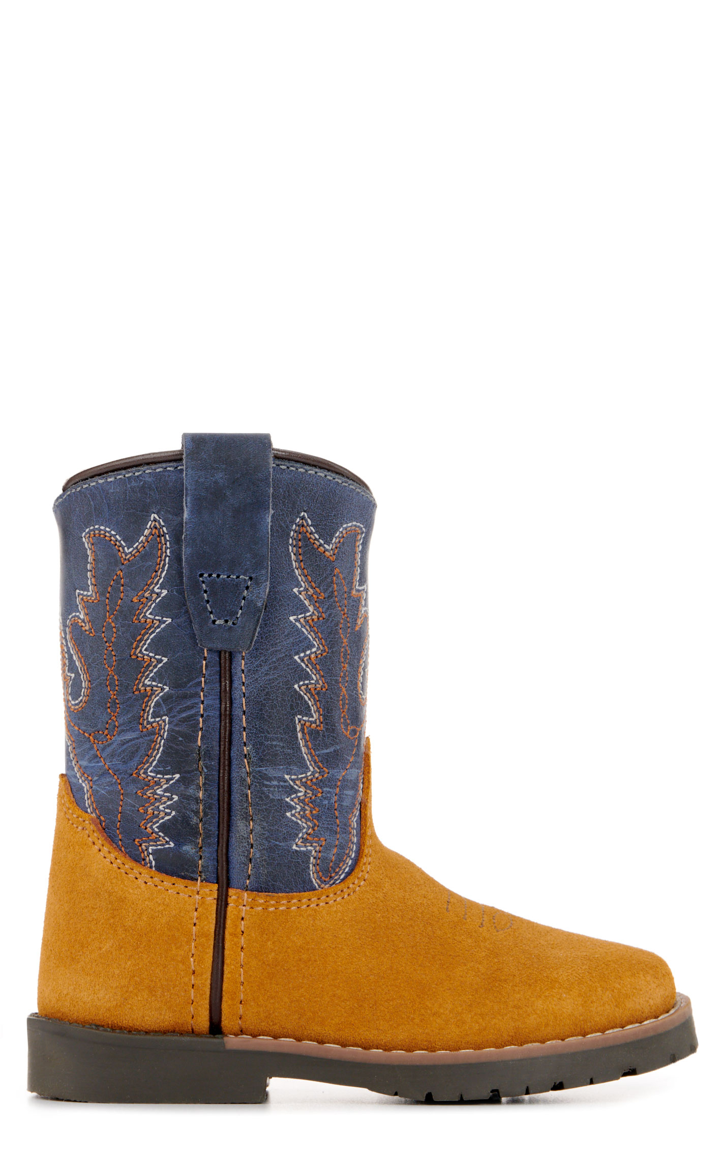 Smoky Mountain Toddler Autry Camel Roughout and Light Navy Wide Square Toe Cowboy Boots - Image 1