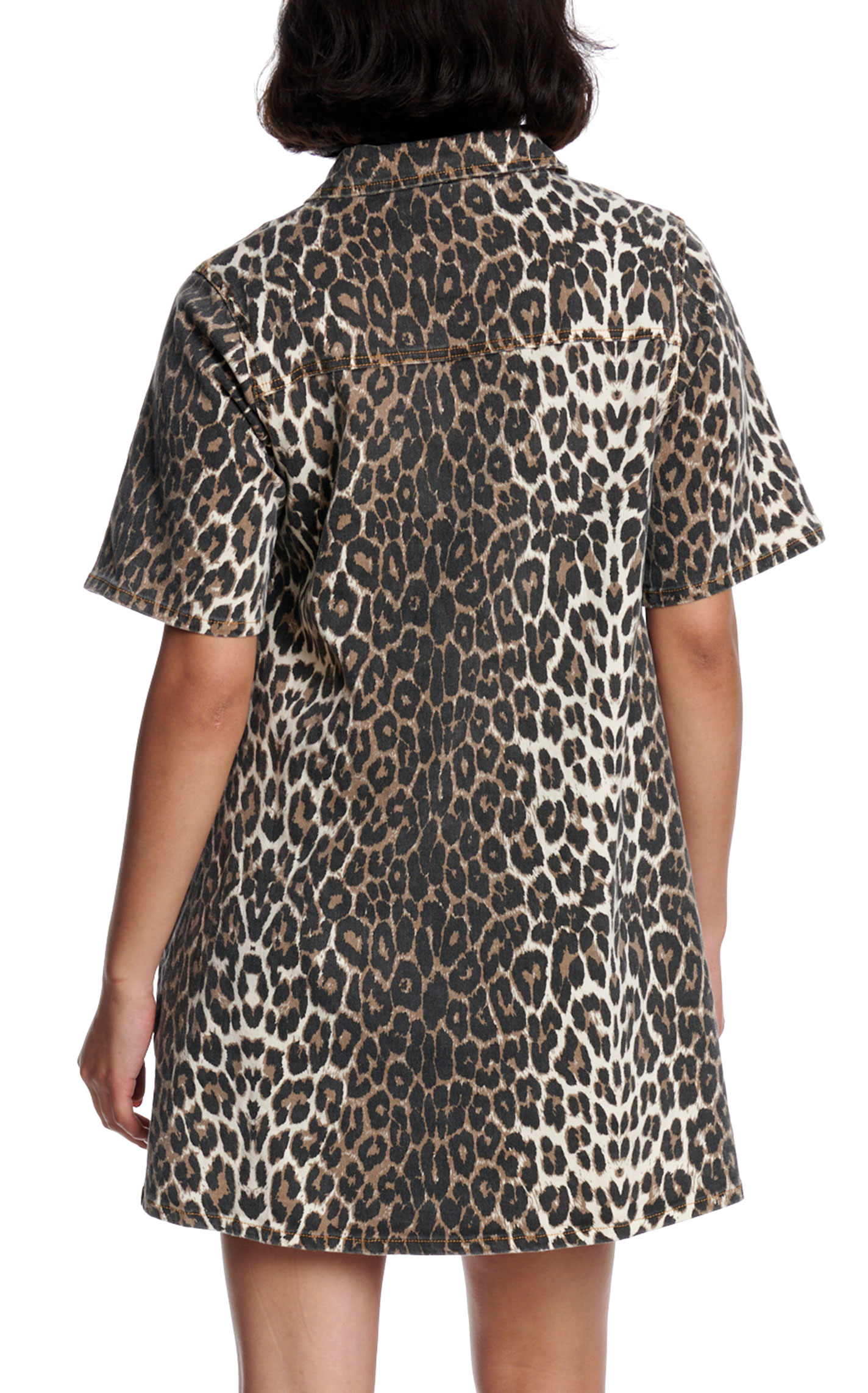 Blue B Women's Leopard Print Button Up Denim Dress - Image 1
