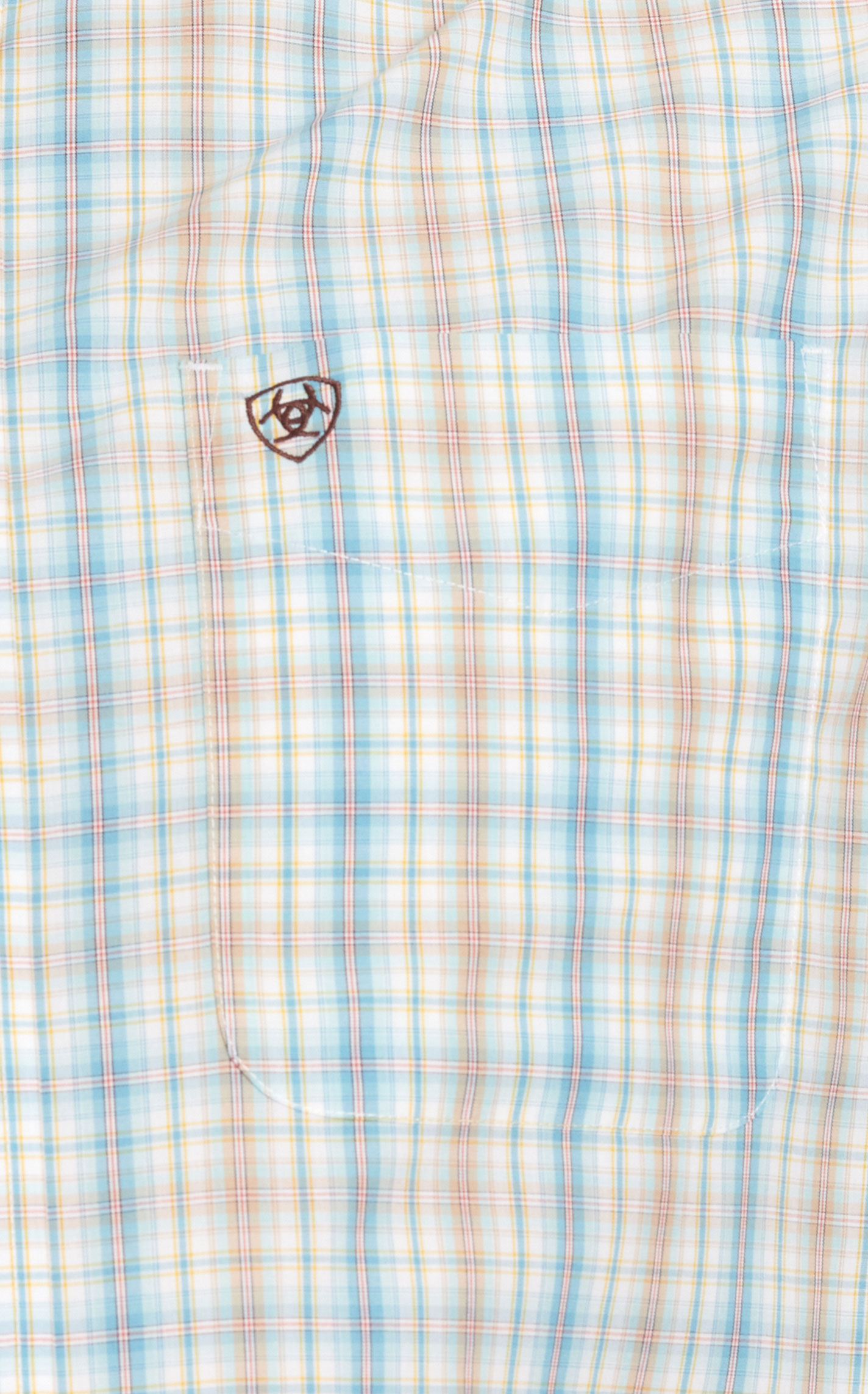 Ariat Men's Ivar Cream Blue & Yellow Plaid Long Sleeve Western Shirt - Image 1
