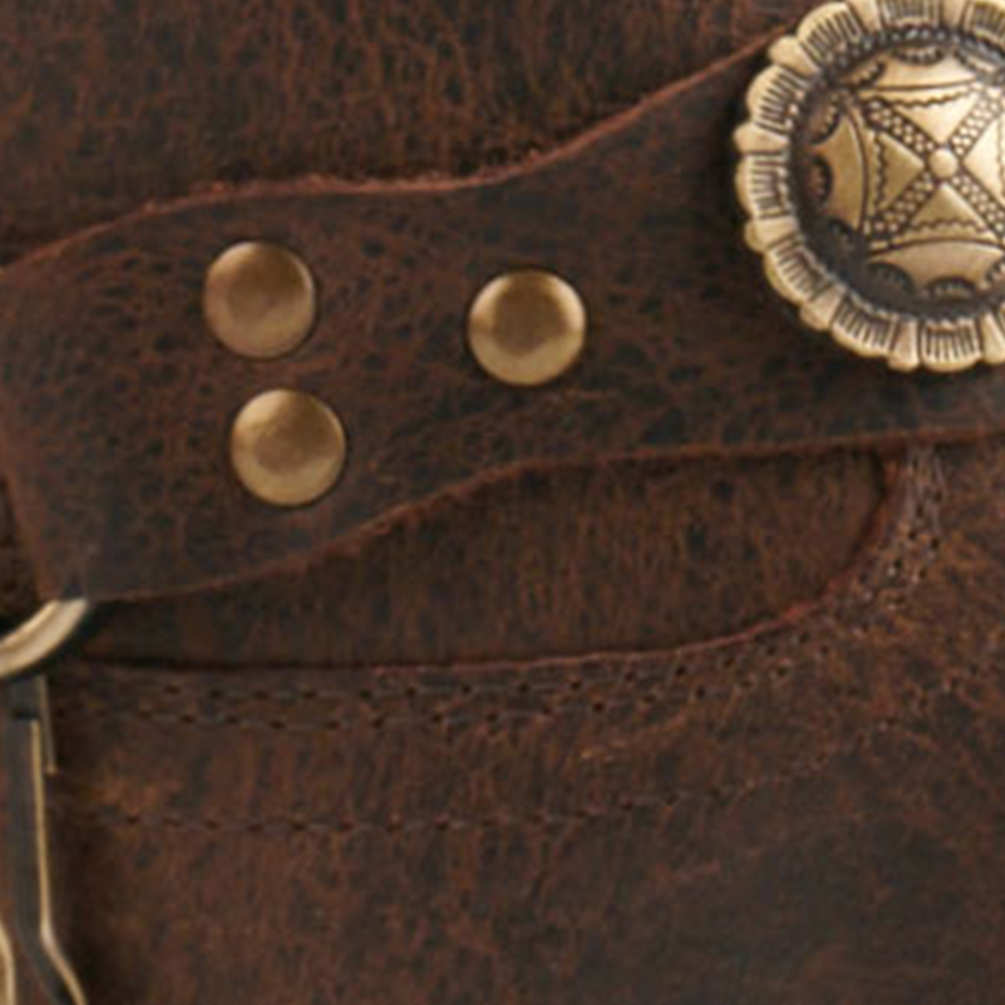 Old West Women's Antique Brown Harness Round Toe Cowboy Boots - Image 1