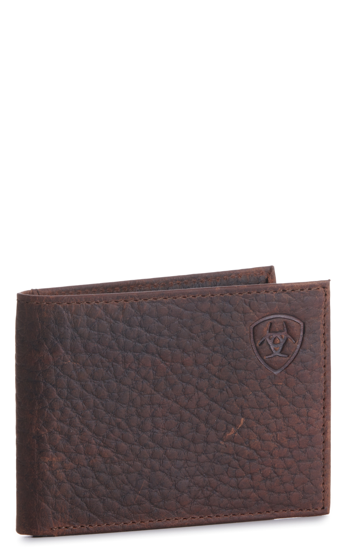 Ariat Men's Brown Embossed Shield Logo Bifold Wallet - Image 1