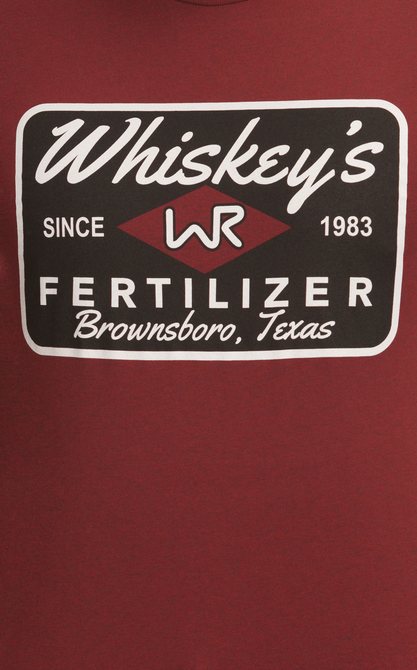 Whiskey Bent Hat Co. Men's Burgundy Whiskey's Fertilizer Logo Graphic T-Shirt - Image 1