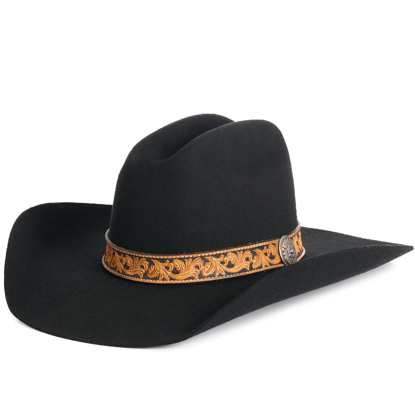 Rockin C Women's Black Wool & Tooled Leather Cowboy Hat - Image 4