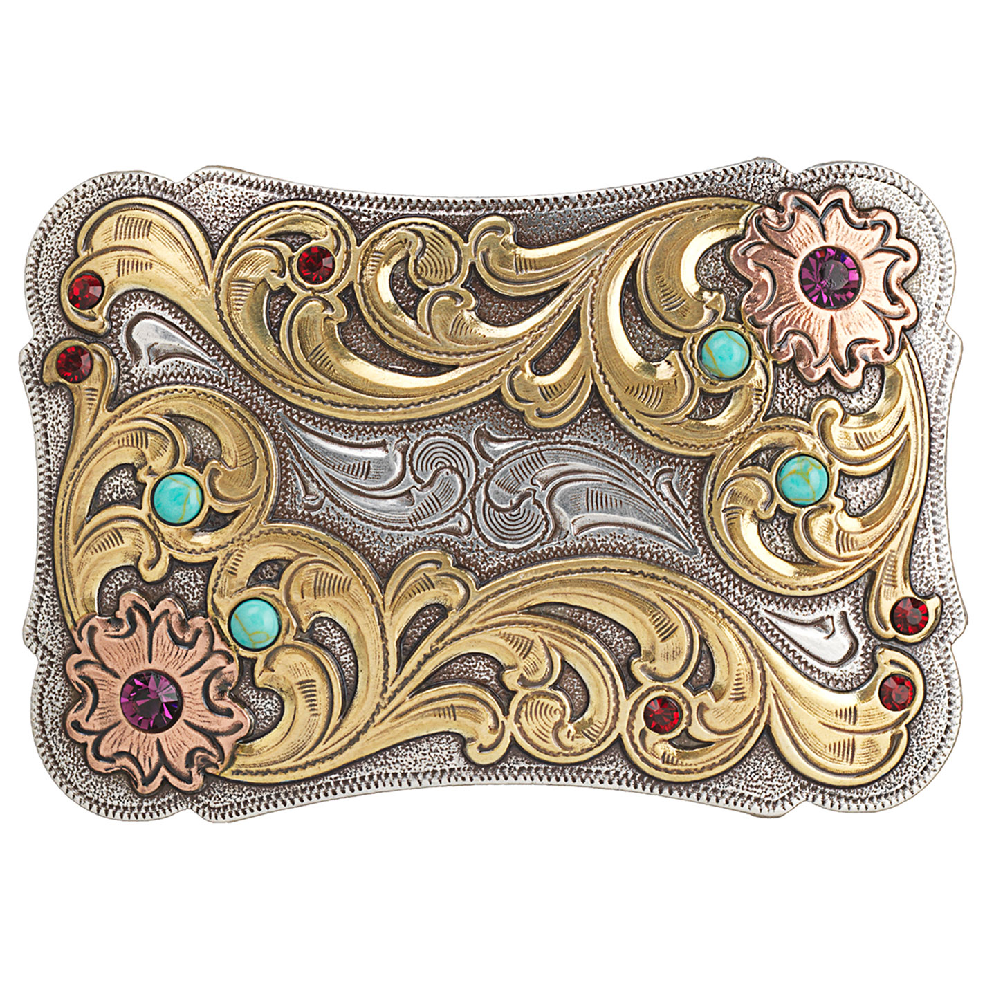 Blazin Roxx Two Tone Decor Buckle with Stone Accents - Image 1