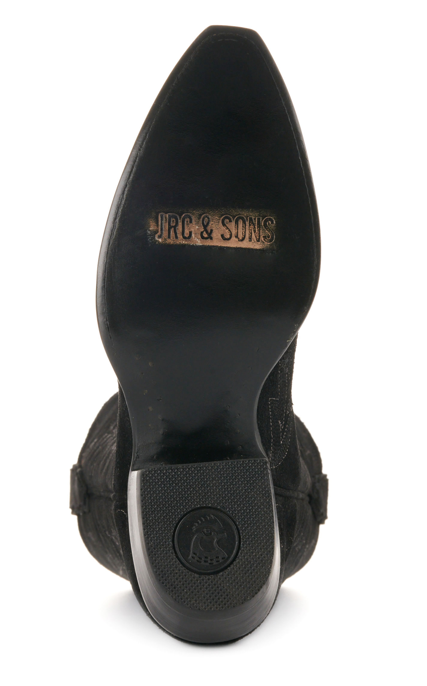 JRC & Sons Women’s McClain Black Water-Resistant Suede Snip Toe Tall Cowboy Boots - Image 1