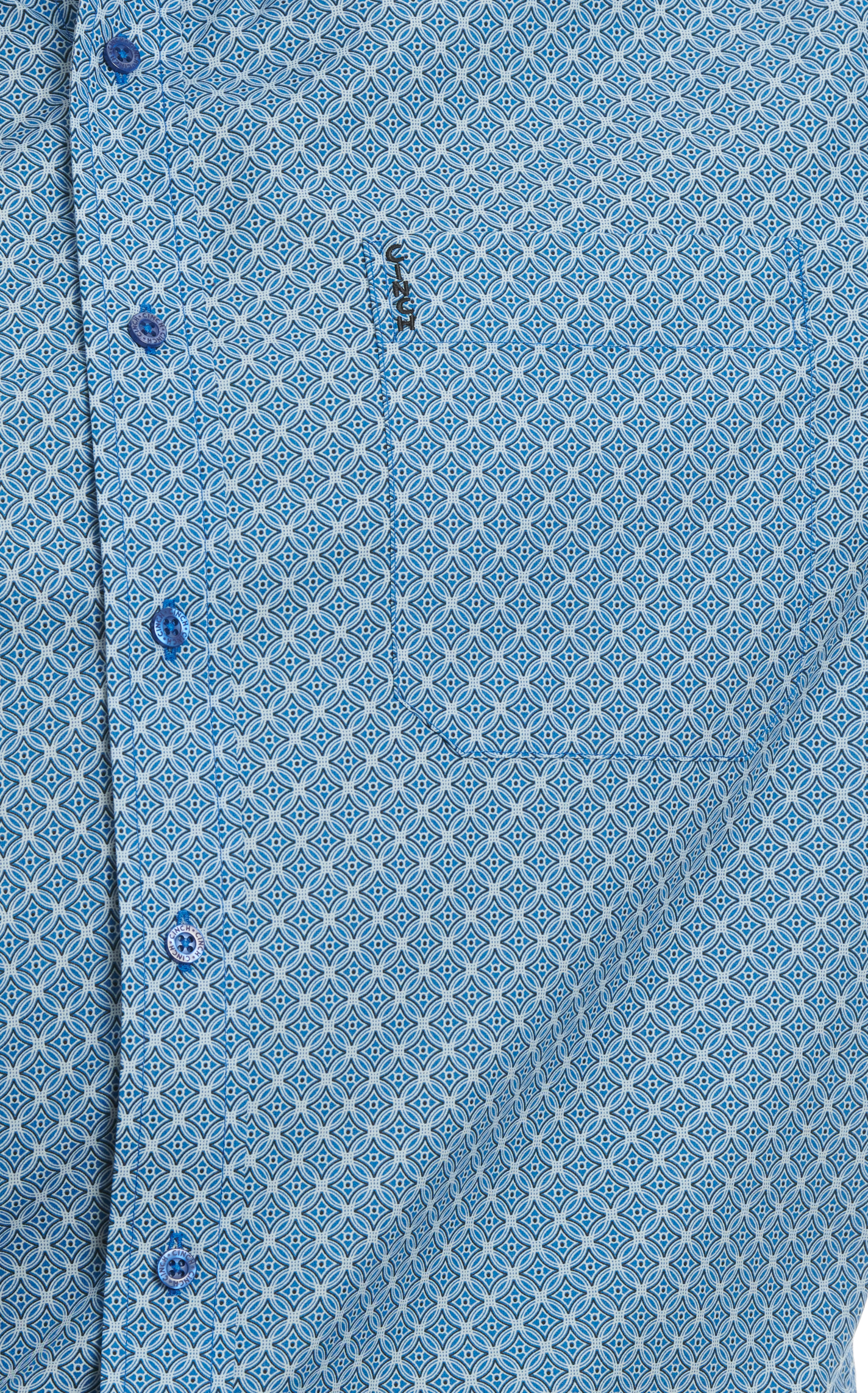 Cinch Men's Navy & Royal Blue Geo Print Western Shirt - Image 1