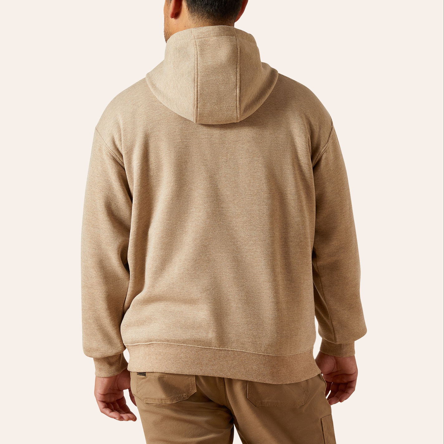 Ariat Men's Oatmeal Heather & Black Lightweight Logo Hoodie - Image 1