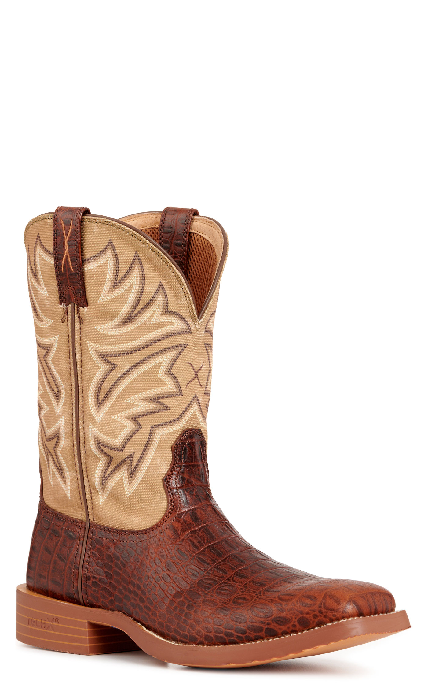 Twisted X Men's Tech X Ginger Caiman Print and Pearl Wide Square Toe Cowboy Boots - Image 1