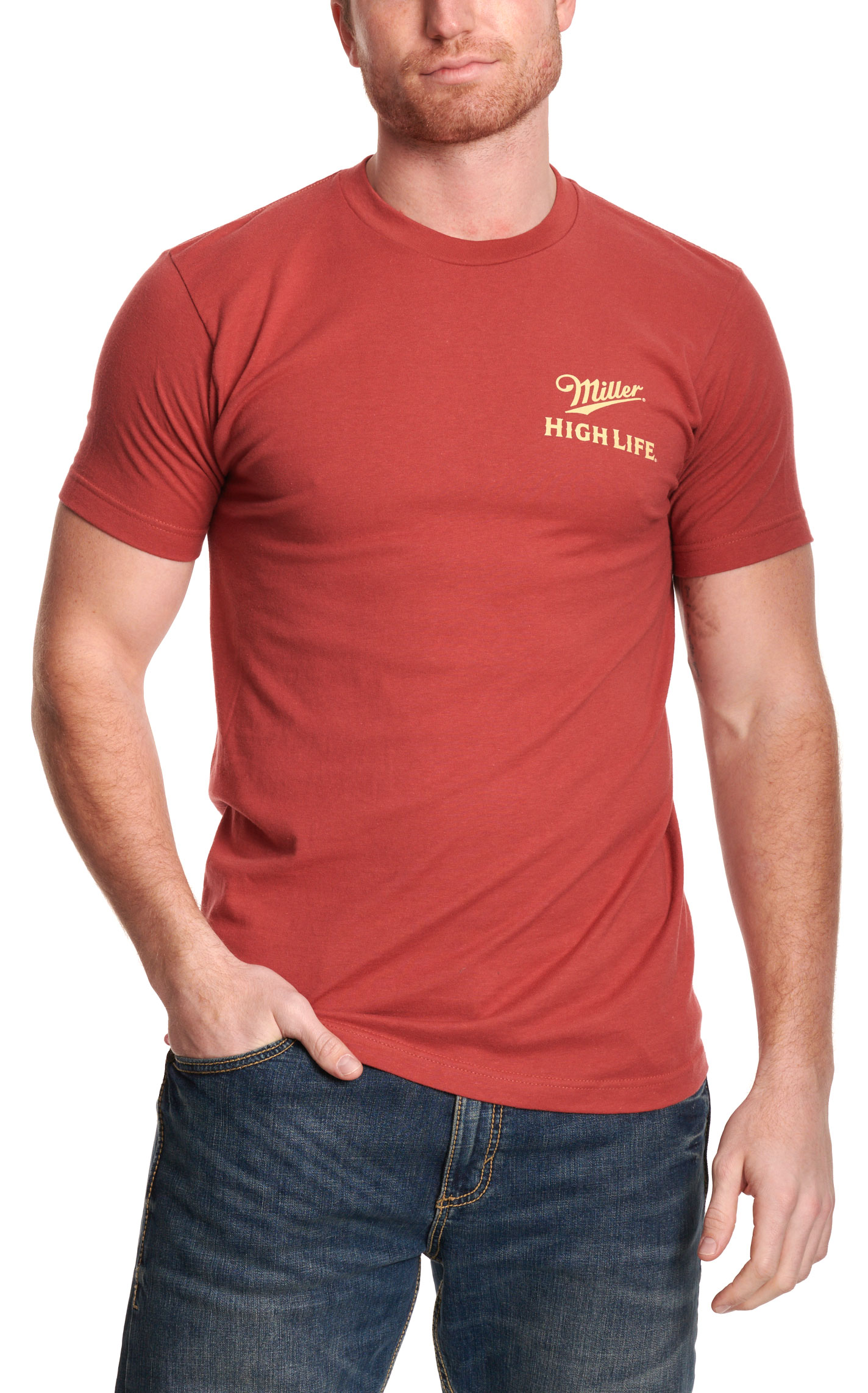 Brew City Men's Red Miller High Life Logo T-Shirt - Image 1
