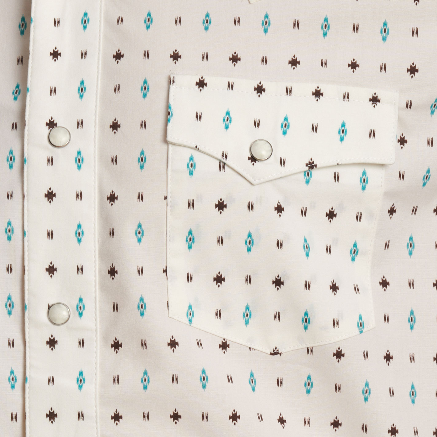 Wrangler Retro Men's White & Turquoise Geo Print Western Shirt - Image 1