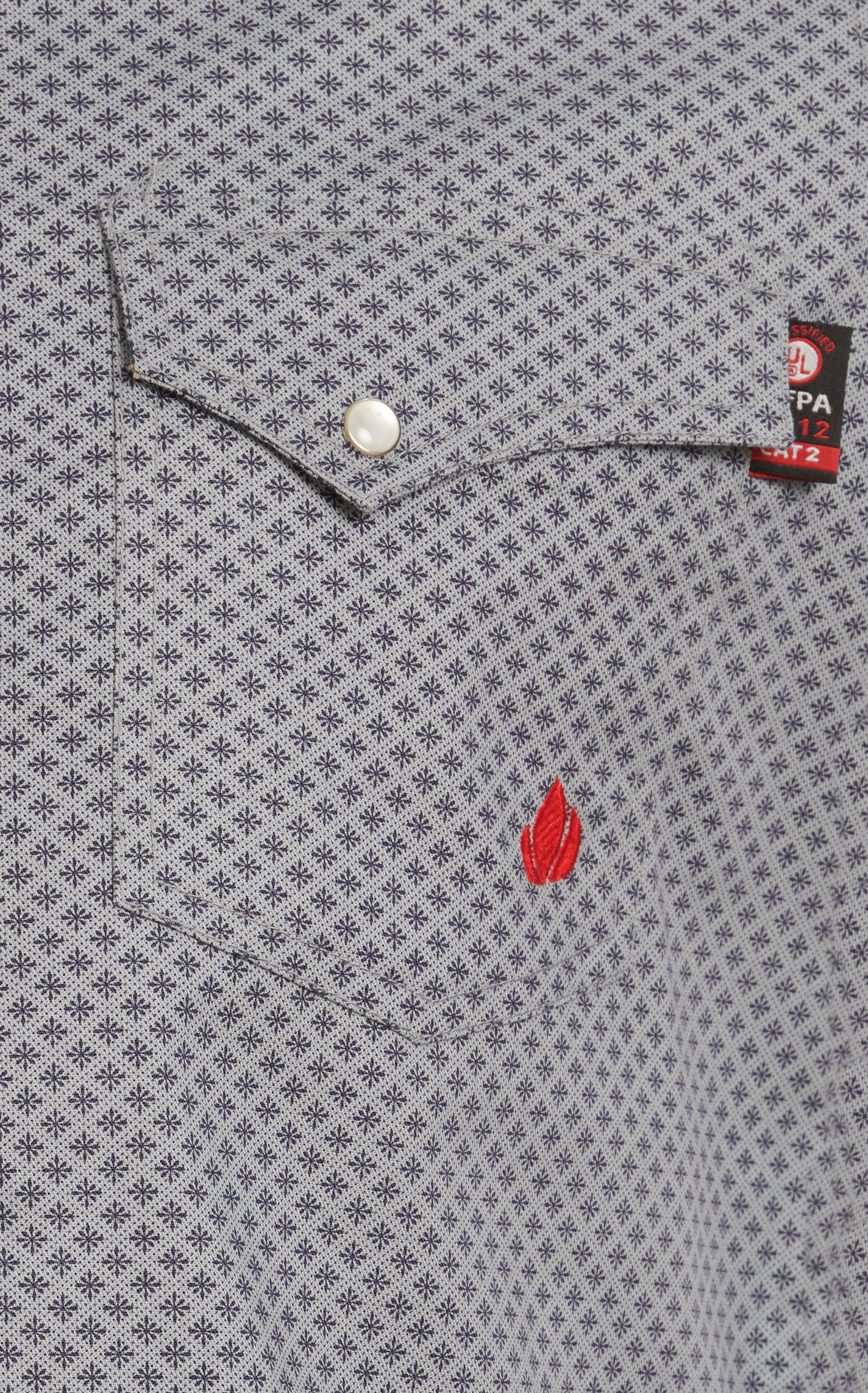 Forge Men's Gray & Black Geo Print FR Work Shirt - Image 1