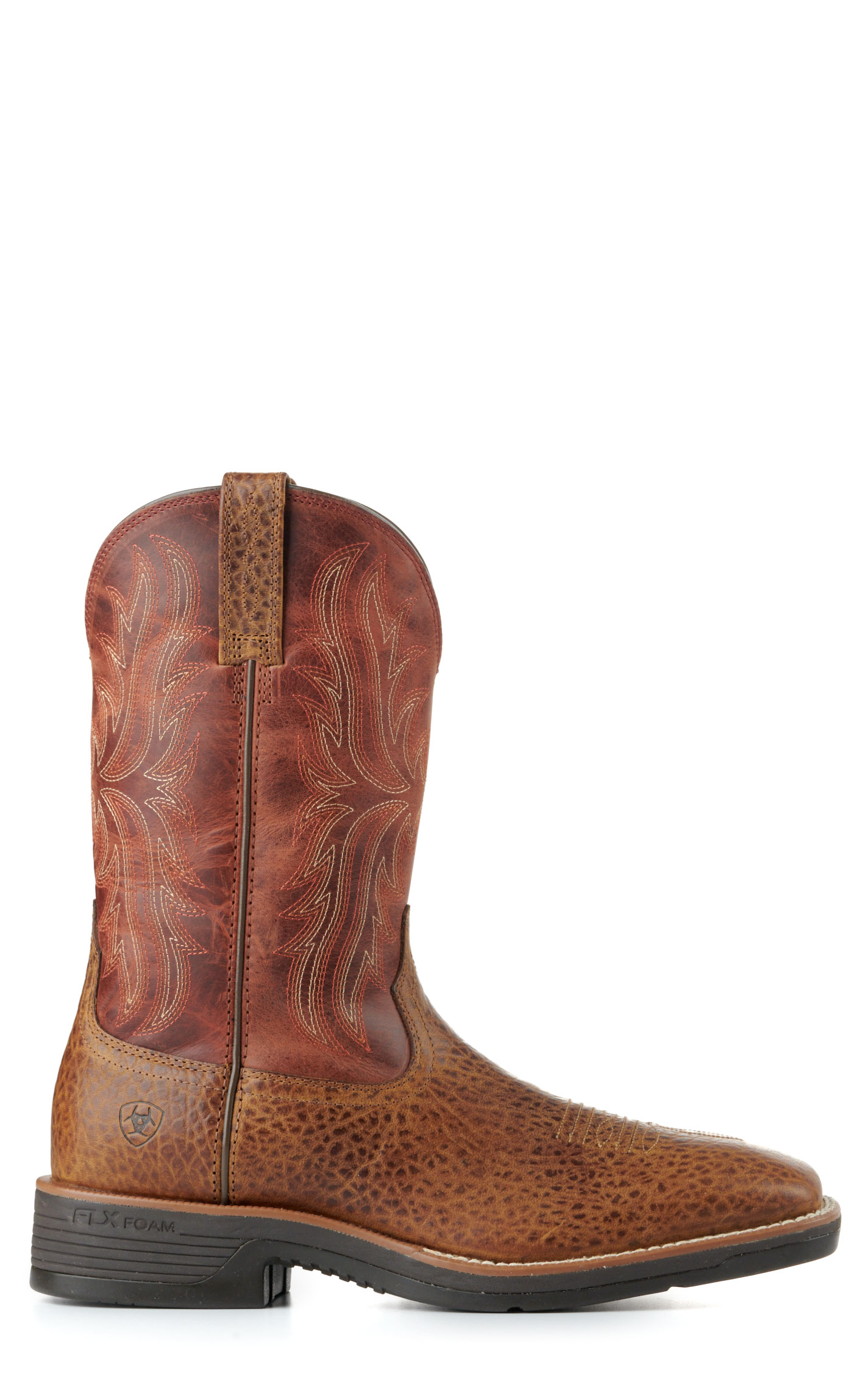 Ariat Men's Ridgeback Orange Rust and Tan Wide Square Toe Cowboy Boots - Image 1