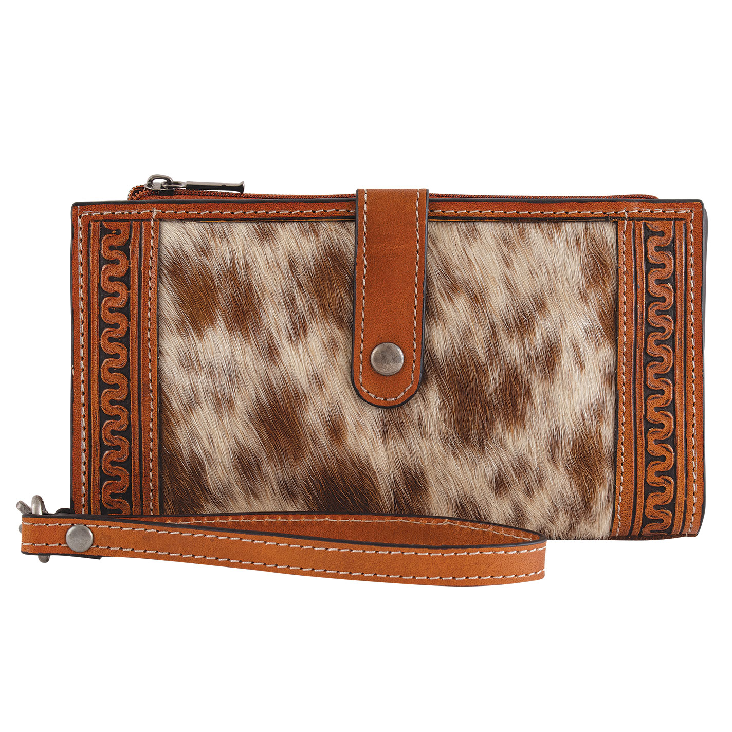 Justin Large Tan Hair On Hide Wristlet Wallet  - Image 1
