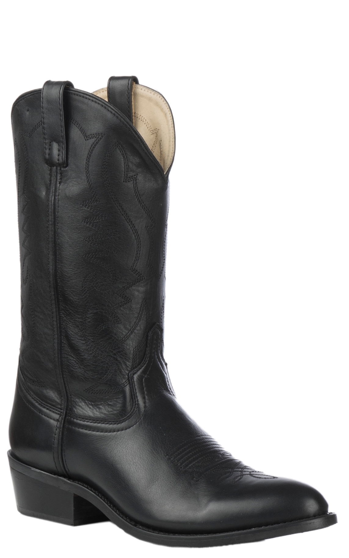 Smoky Mountain Men's Classic Black Cowboy R-Toe Boots - Image 1
