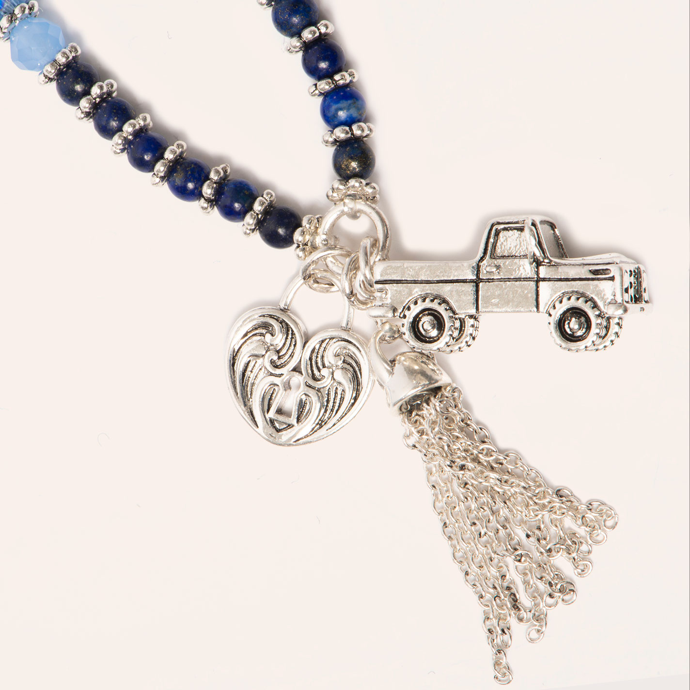Lainey Wilson Silver & Blue Beaded Convertible Necklace Bracelet - Image 1