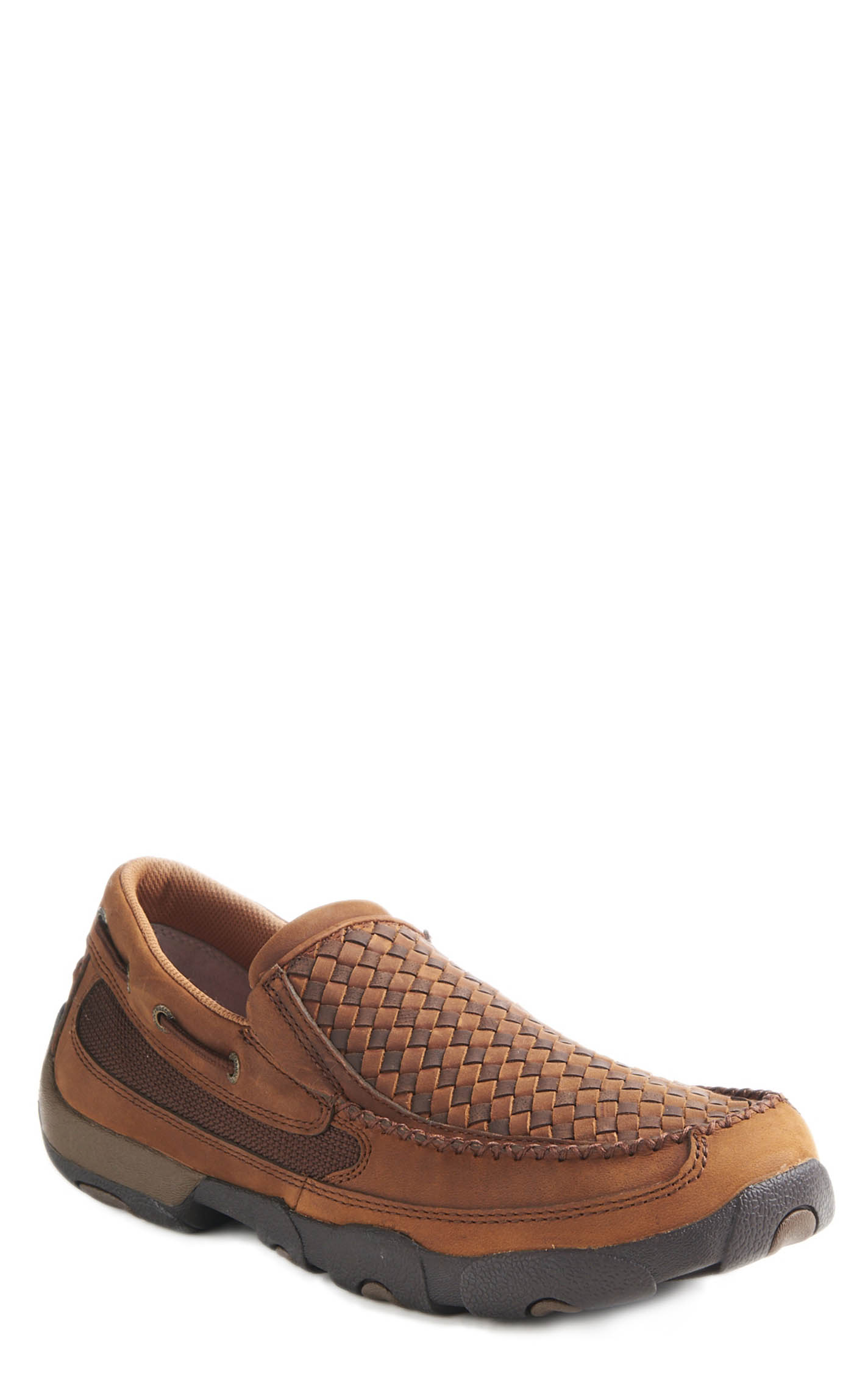 Twisted X Men's Distressed Basket Weave Driving Moccasin Casual Shoes - Image 1