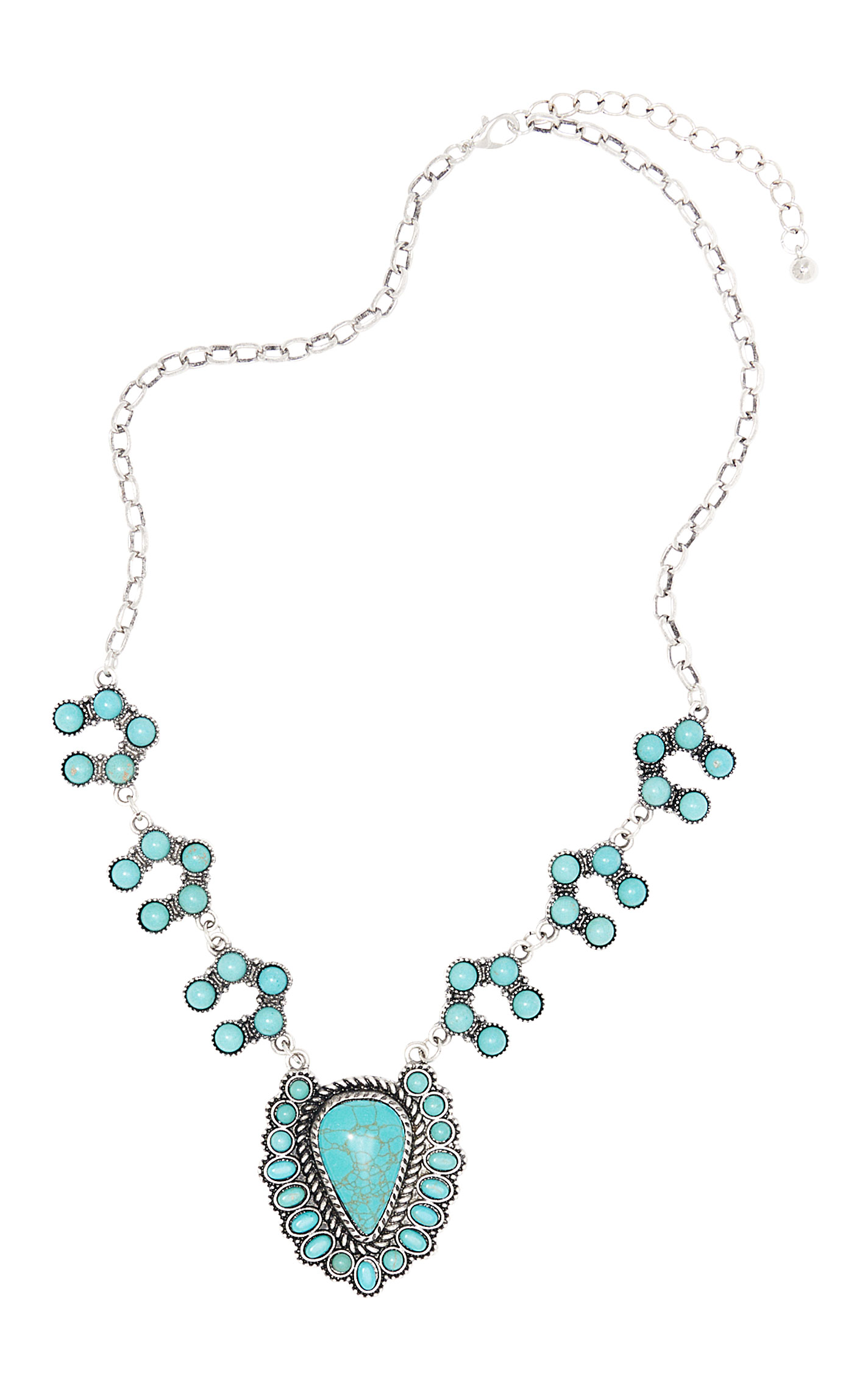 Southern Grace Silver & Turquoise Concho Necklace - Image 1