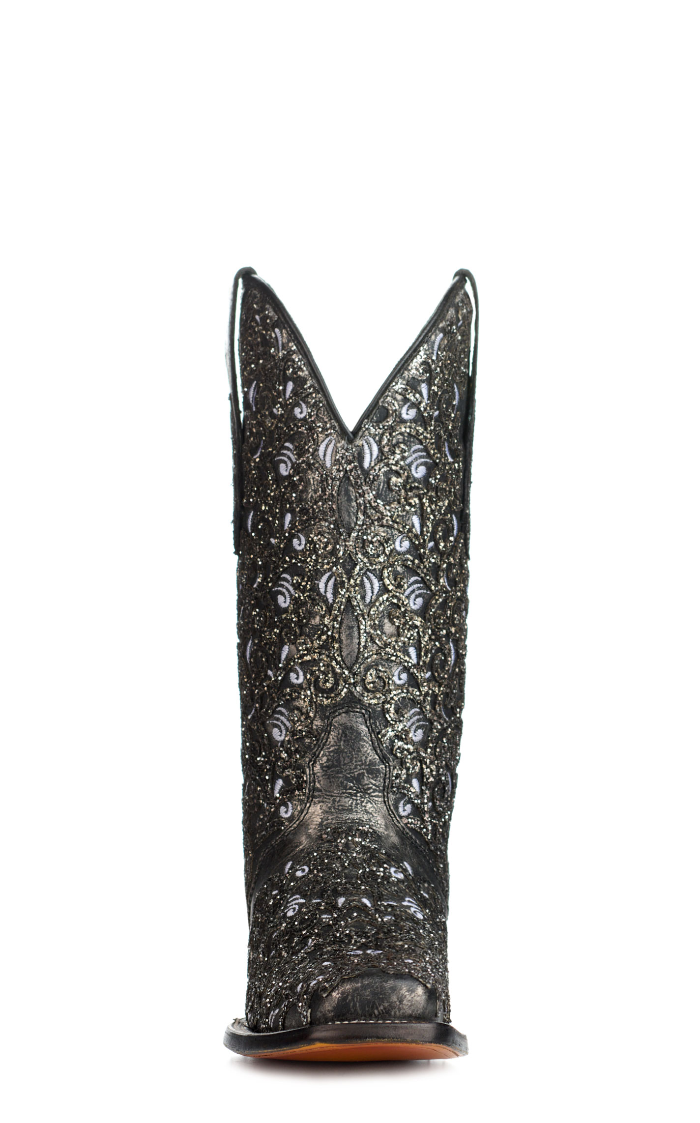 Corral Women's Black with Glitter Overlay Square Toe Cowboy Boots - Image 1
