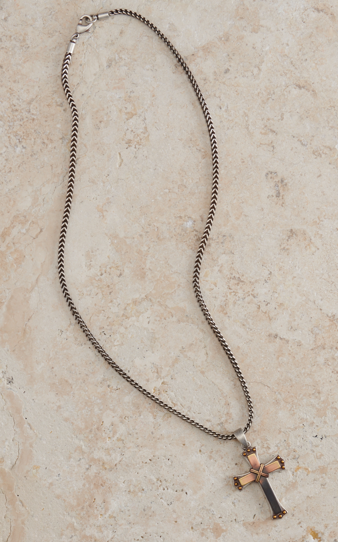 Twister Silver Cross Chain Necklace - Image 1