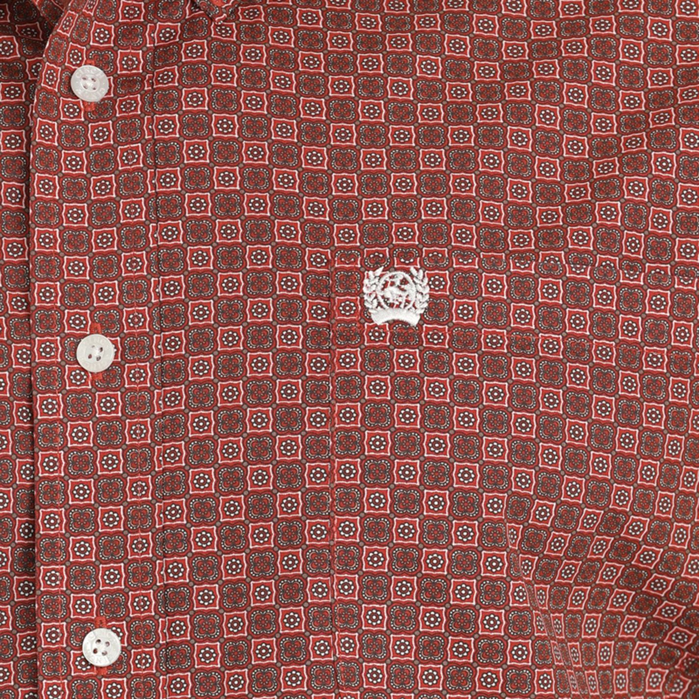 Cinch Men's Deep Red Floral Geo Print Western Shirt - Image 1