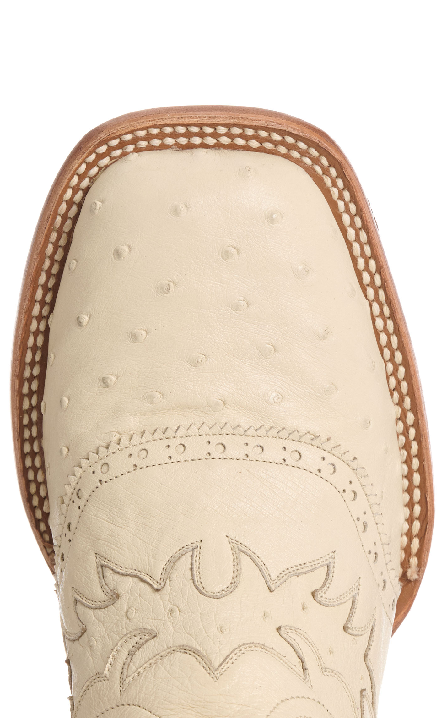 Cavender’s Women's Ivory Ostrich Wide Square Toe Horseman Boots - Image 1