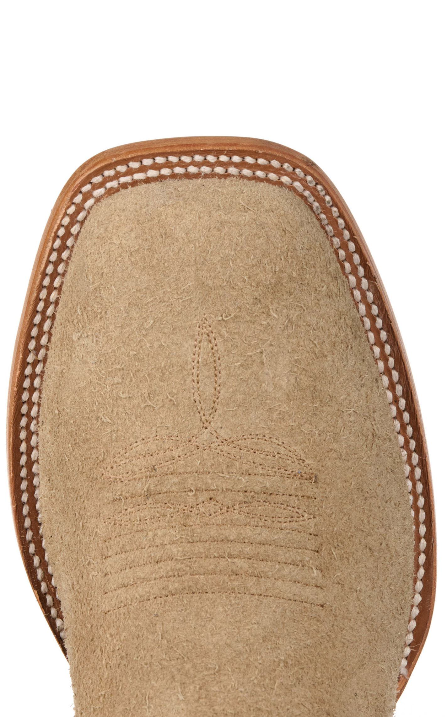 Cavender's Men's Tan Roughout and Blue Wide Square Toe Cowboy Boots - Image 1