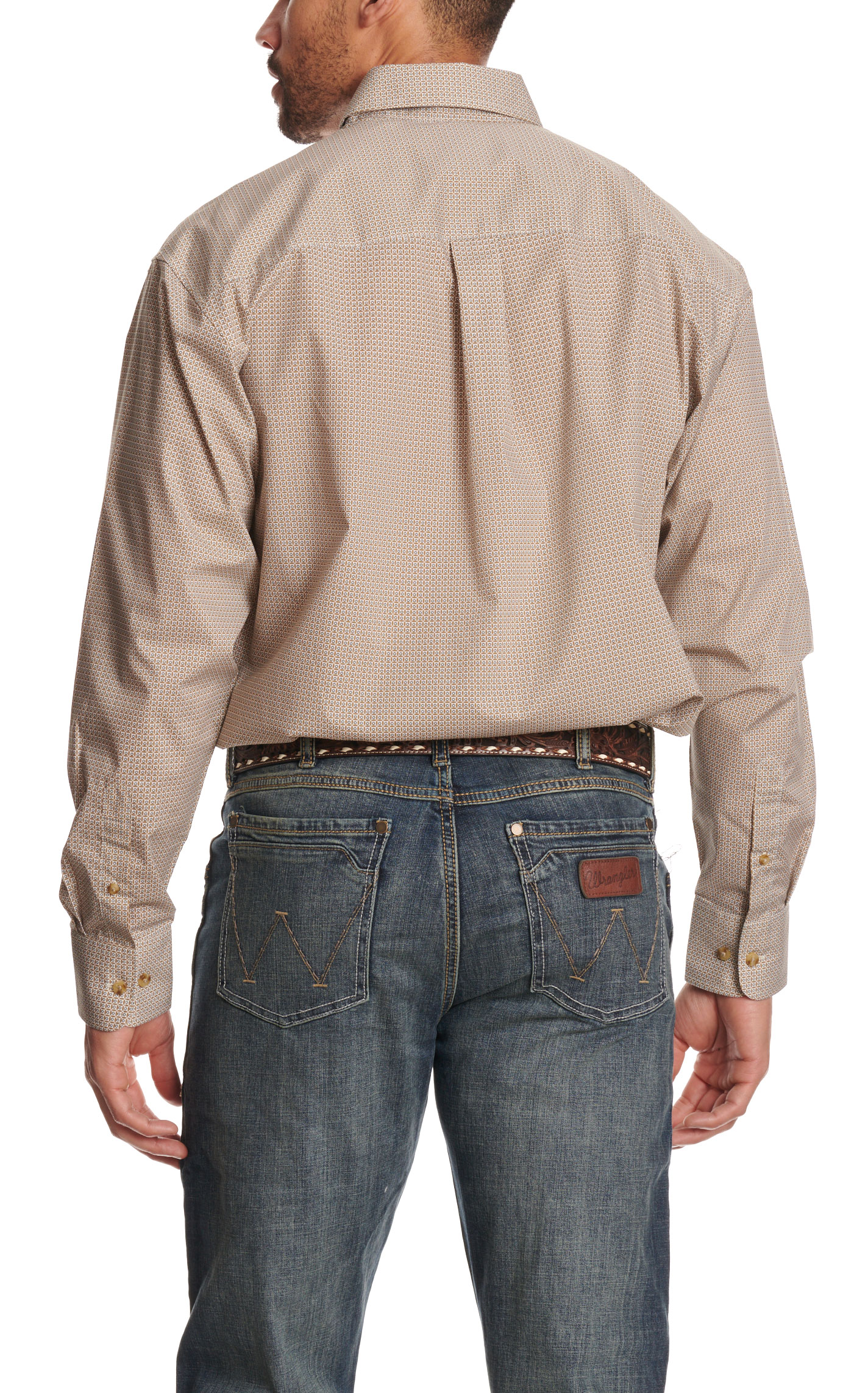 Wrangler Classic Men's Coffee Geo Print Western Shirt - Big & Tall - Image 3