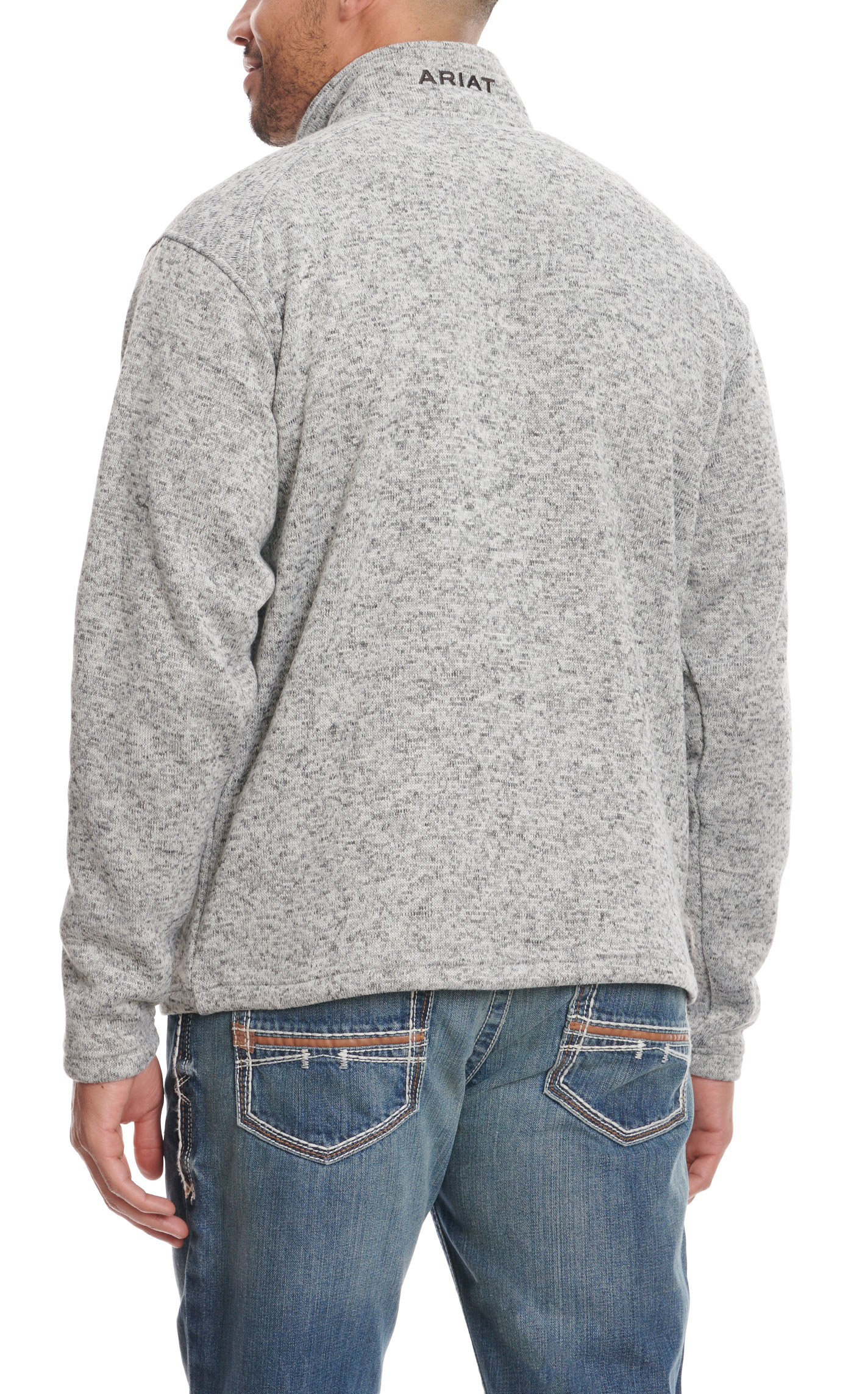 Ariat Men's Caldwell Sandy Gray 1/4 Zip Sweater Pullover - Image 1