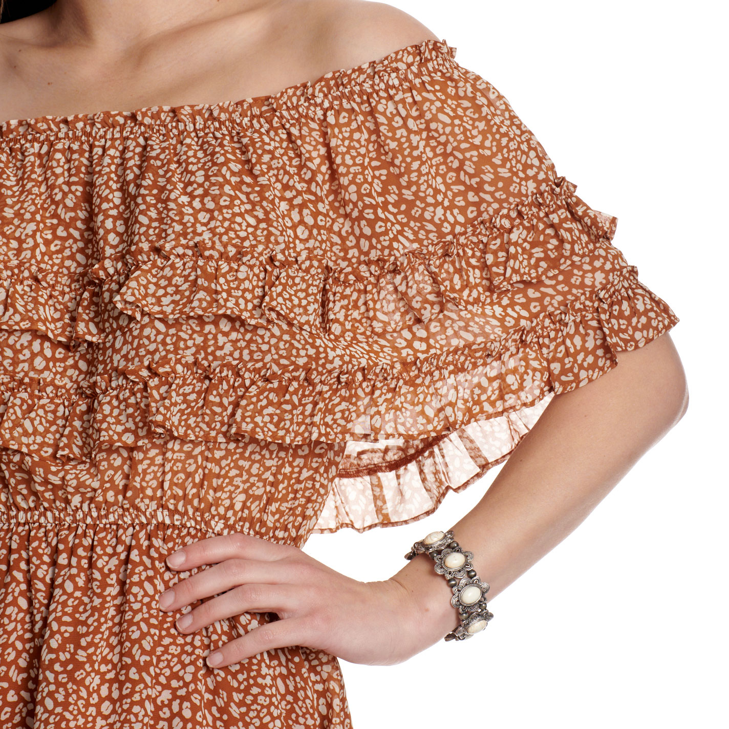 Blue B Women's Coffee & Cream Ruffled Dress - Image 1