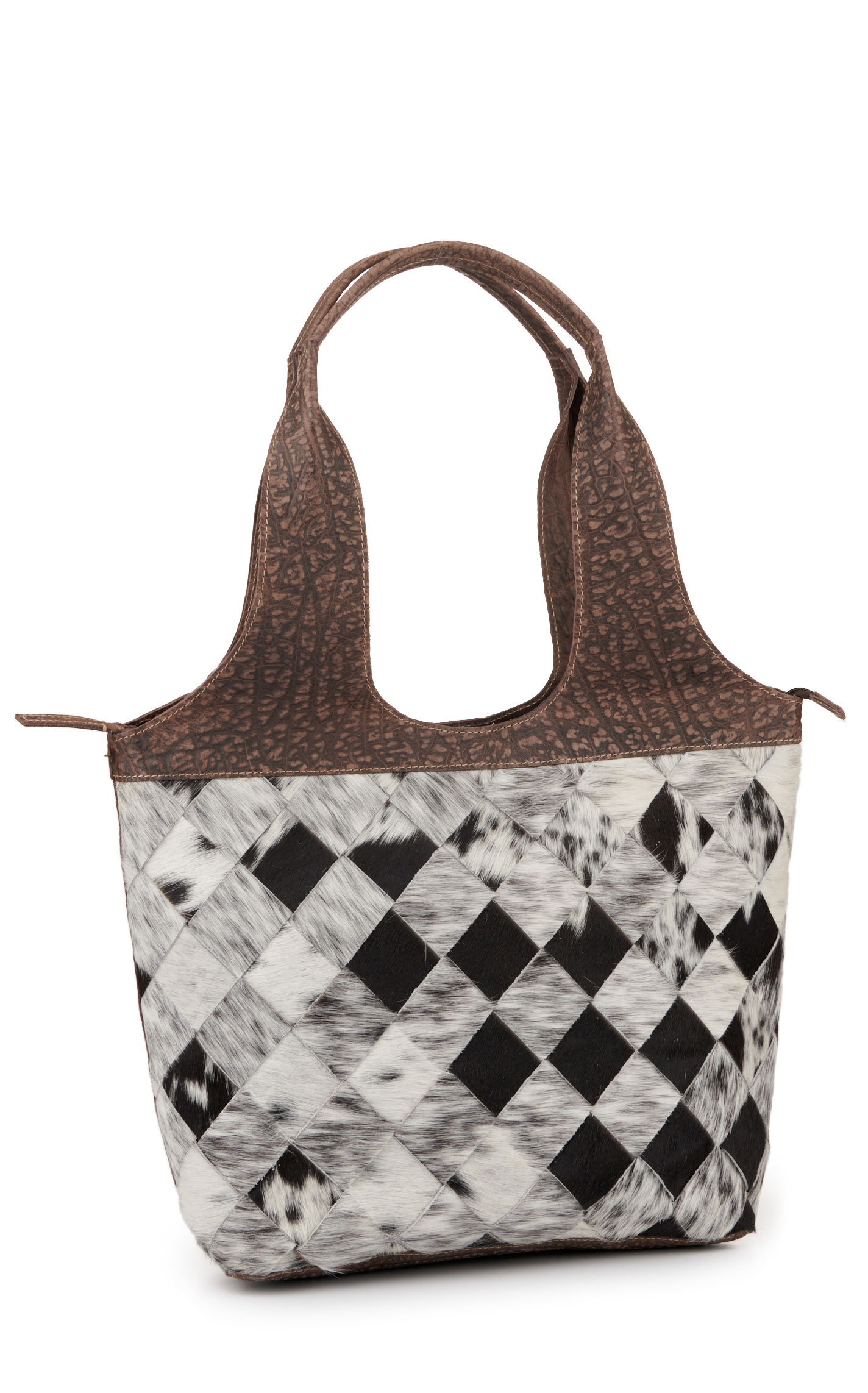 Myra Bag Wynona Pecos Wind Weave Black Coffee & Cream Hair on Hide Western Bag - Image 1