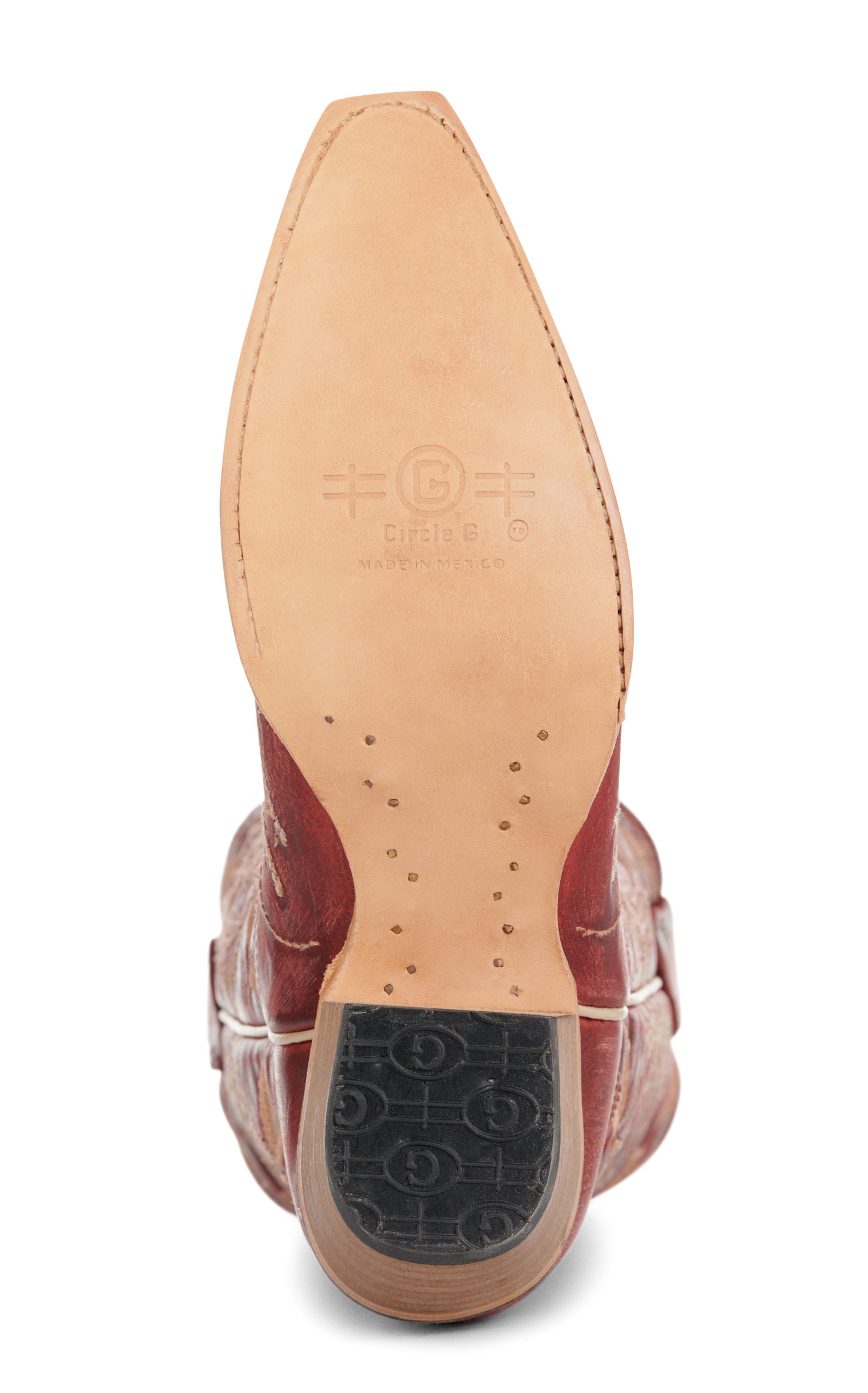 Circle G By Corral Women's Red & Sand Laser Stitched Snip Toe Cowboy Boots - Image 1