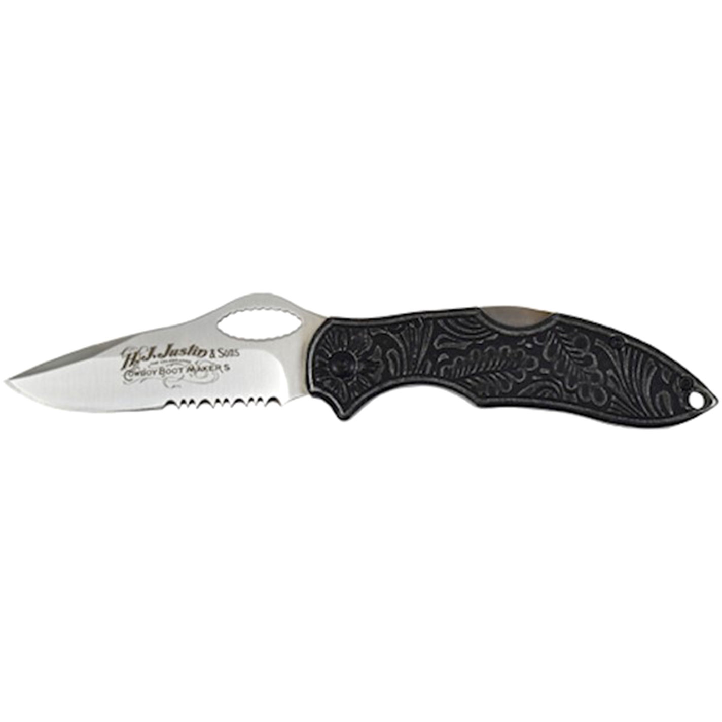 Justin Floral Engraved Stainless Steel Roping Knife - Image 1