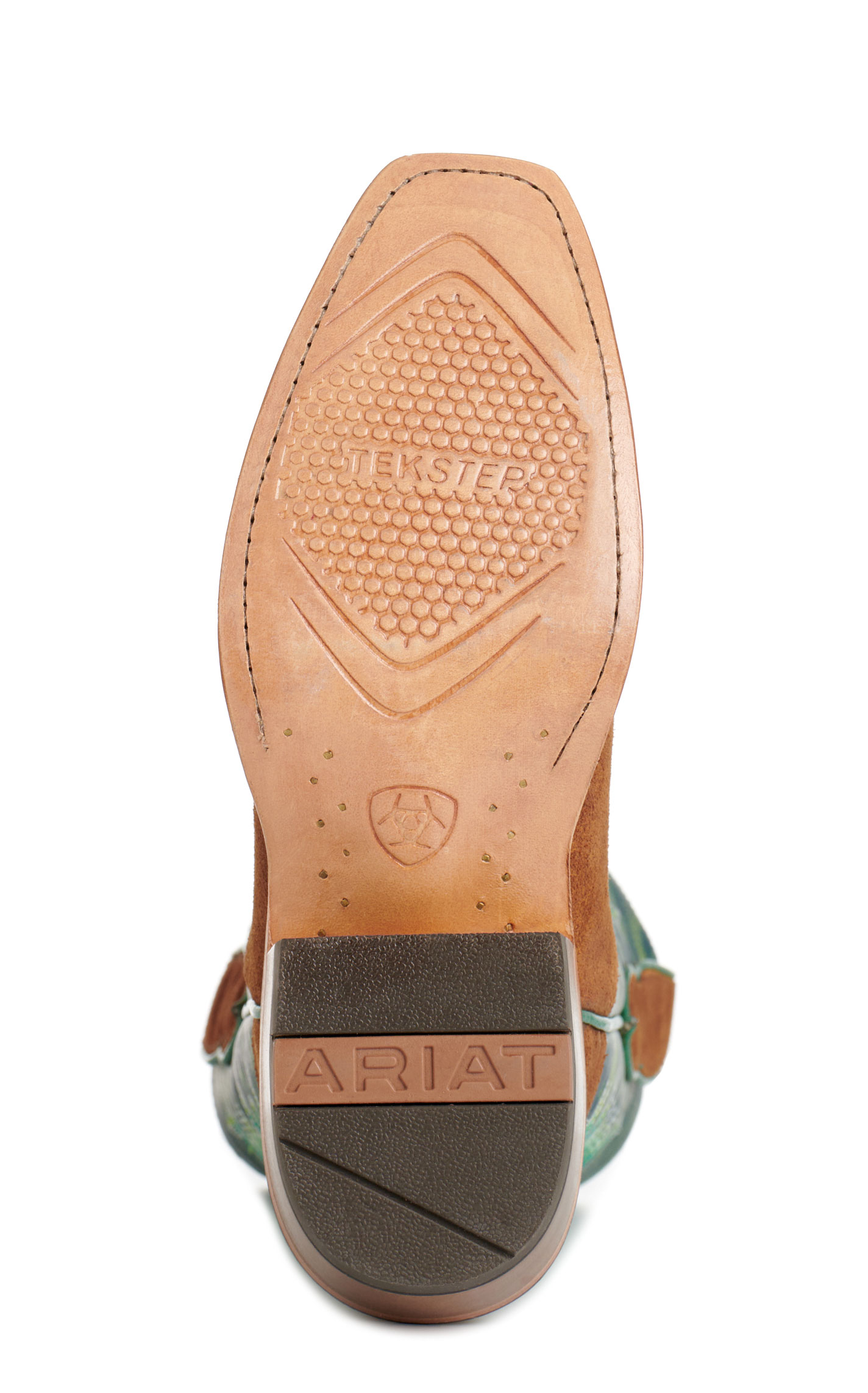 Ariat Women's Futurity Flash Brown Roughout and Metallic Green Punchy Square Toe Cowboy Boots - Image 1