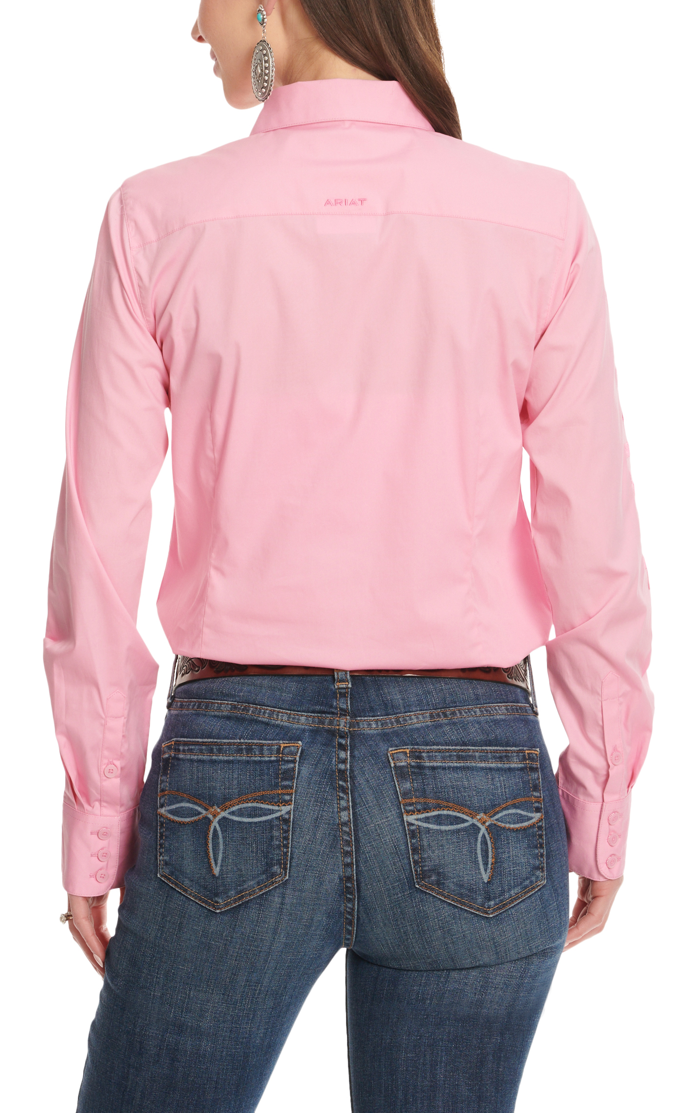 Ariat Women's Kirby Prism Pink with Logos Long Sleeve Western Shirt - Image 3