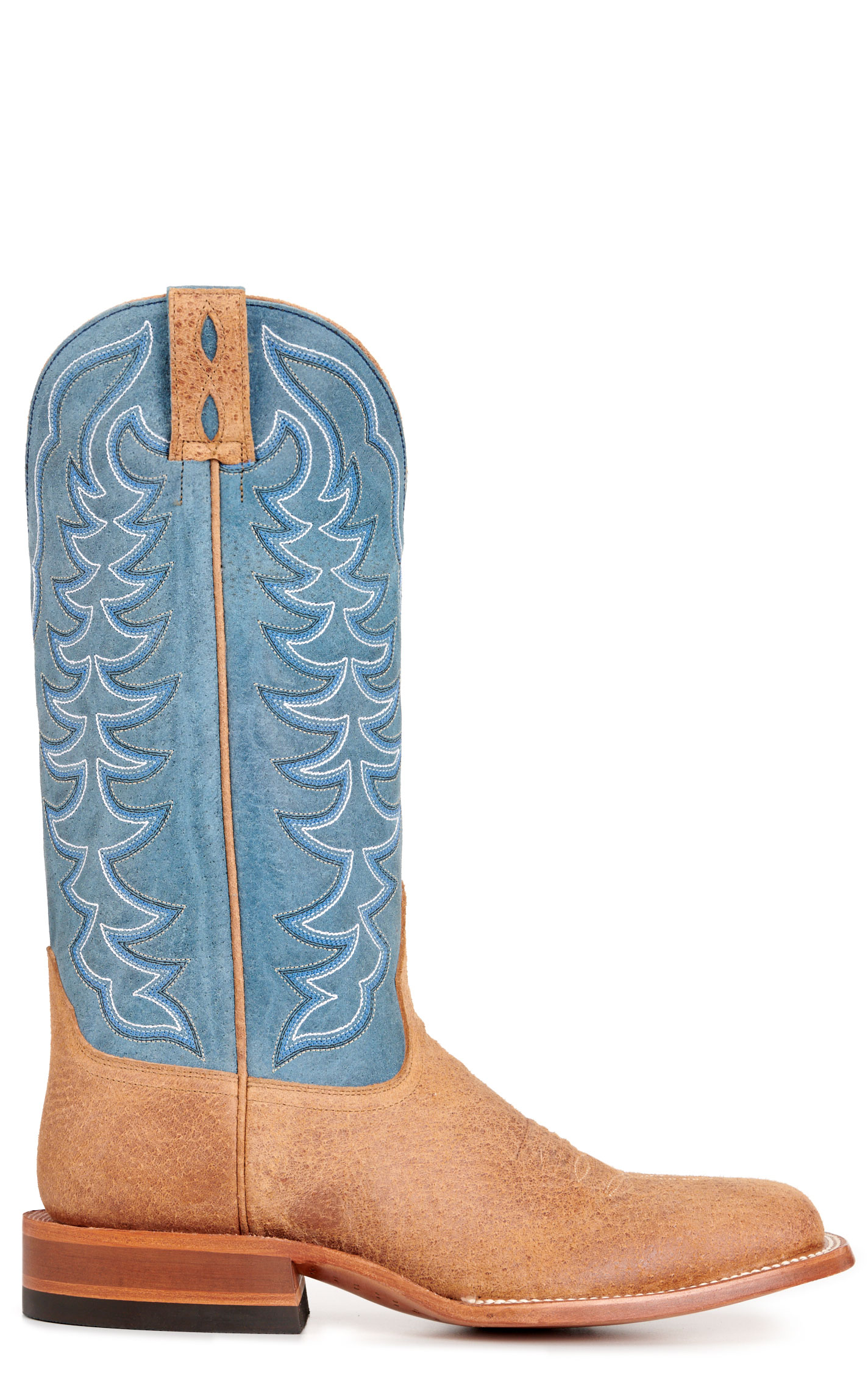 Cavender's Men's Sand Boar and Blue Wide Square Toe Cowboy Boots - Image 1