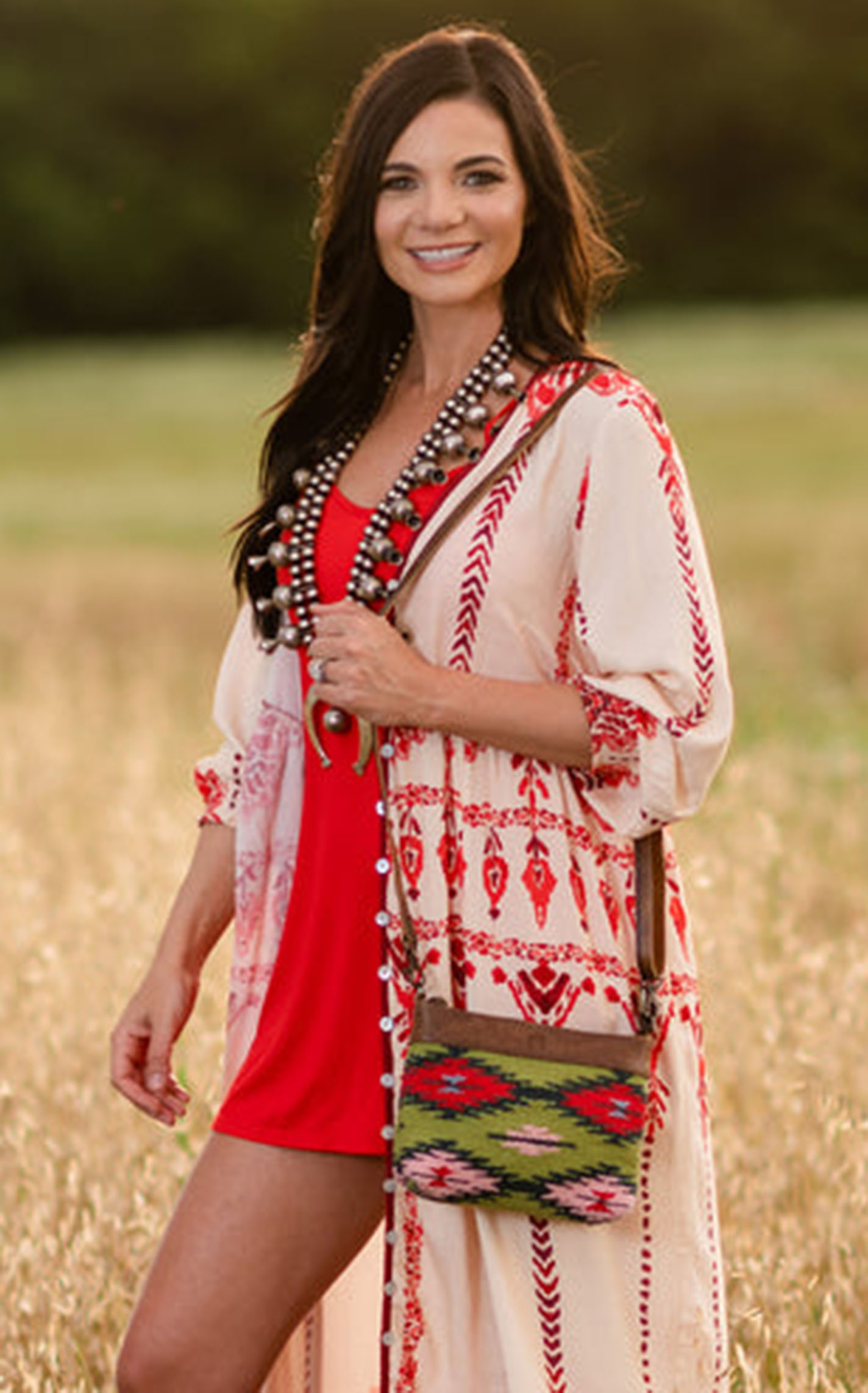 STS Ranchwear Green & Red Aztec Baja Dreams Grace Crossbody Bag - Image 1