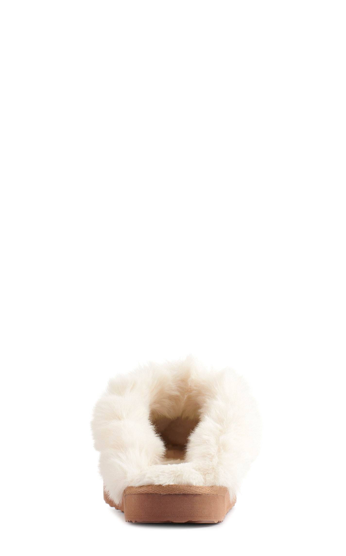 Very G Women's Cream Crochet with Fur Trim Slippers - Image 1