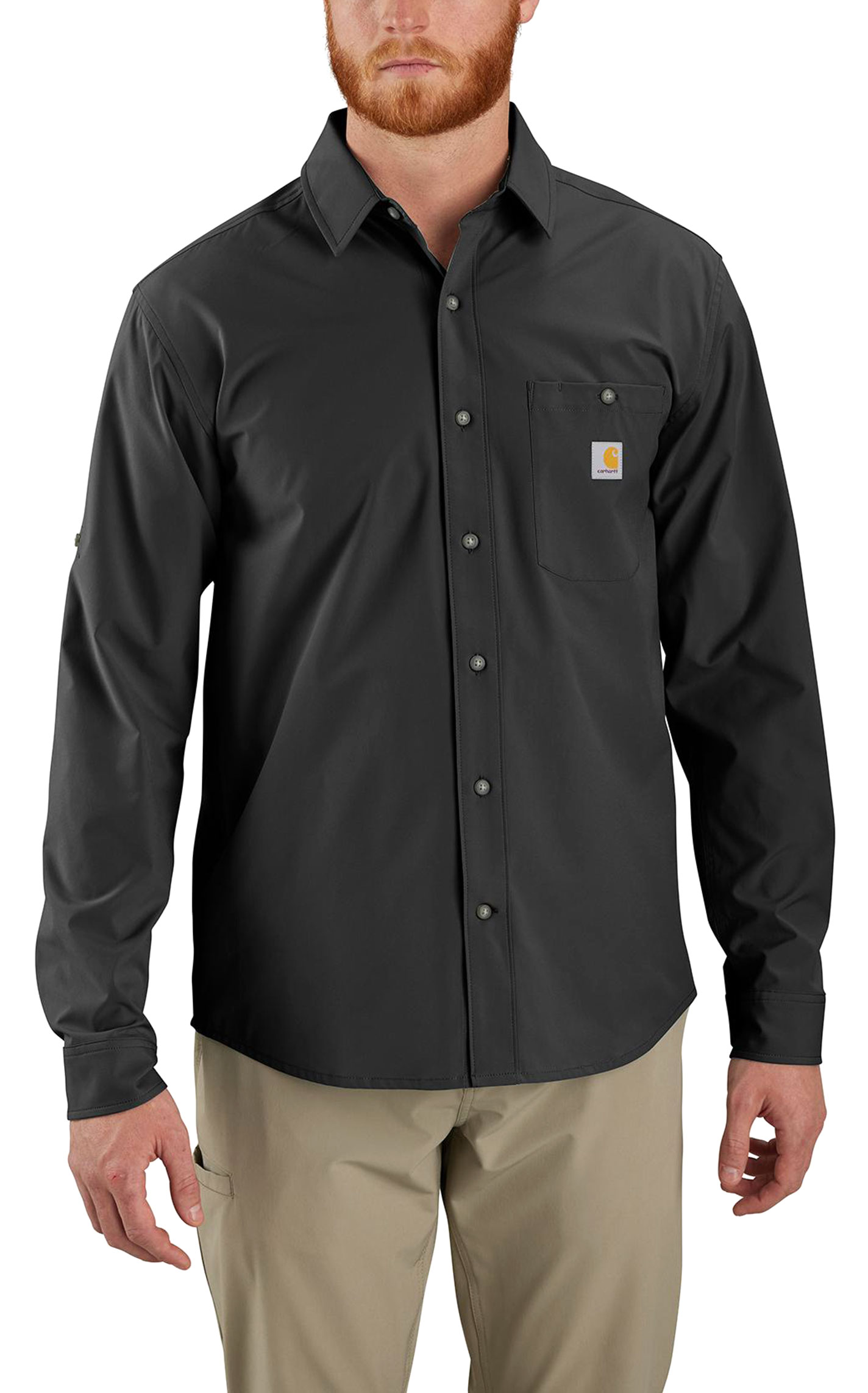 Carhartt Men's Force Sun Defender Black Logo Work Shirt - Image 1