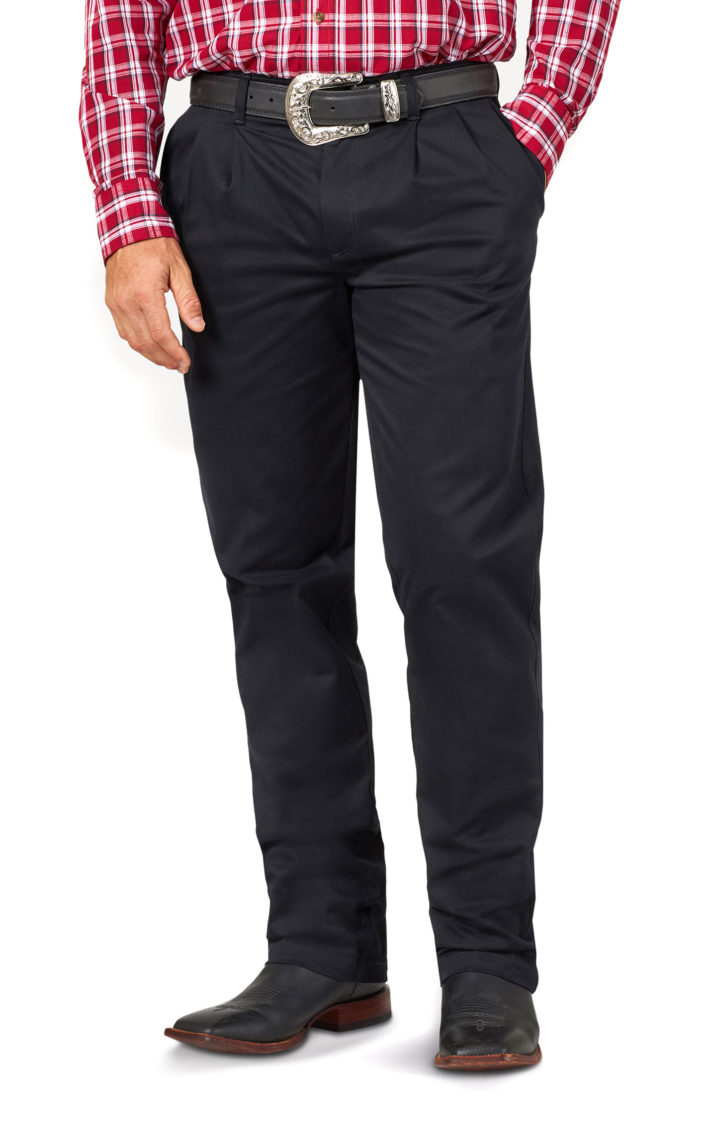 Wrangler Men's Black Pleated Front Relaxed Fit Wrinkle Resistant Casual Pants - Big - Image 1