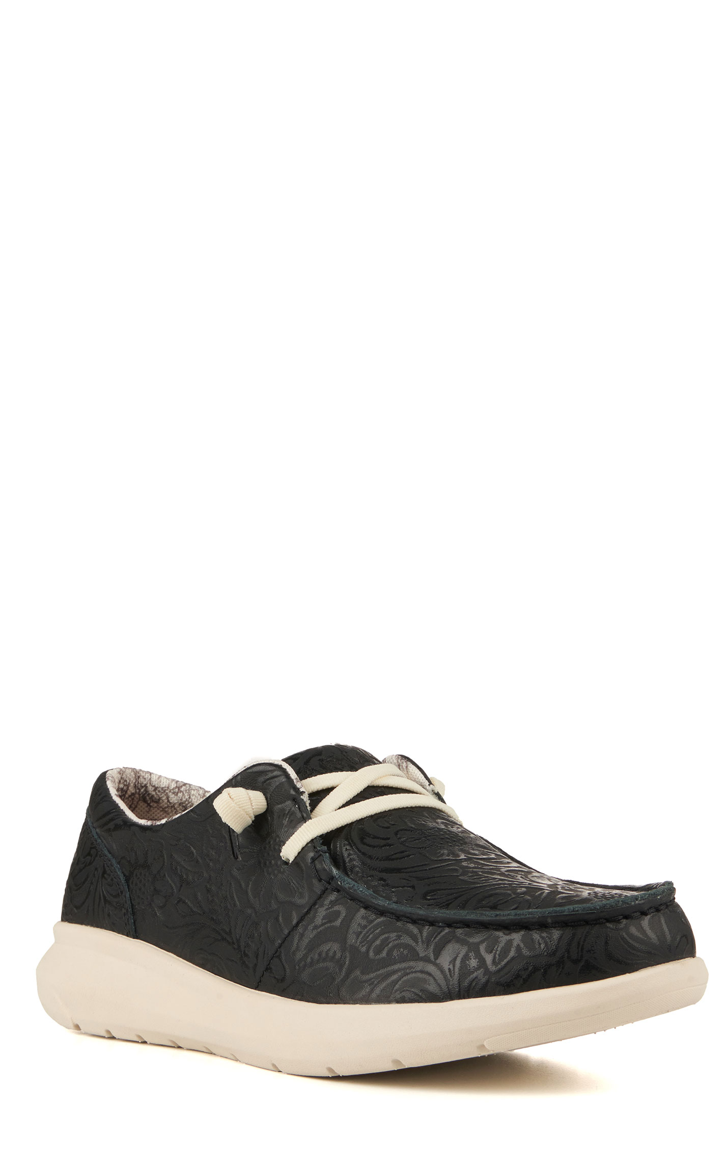 Ariat Women's Hilo Black Floral Embossed Moc Toe Lace Up Casual Shoe - Image 1