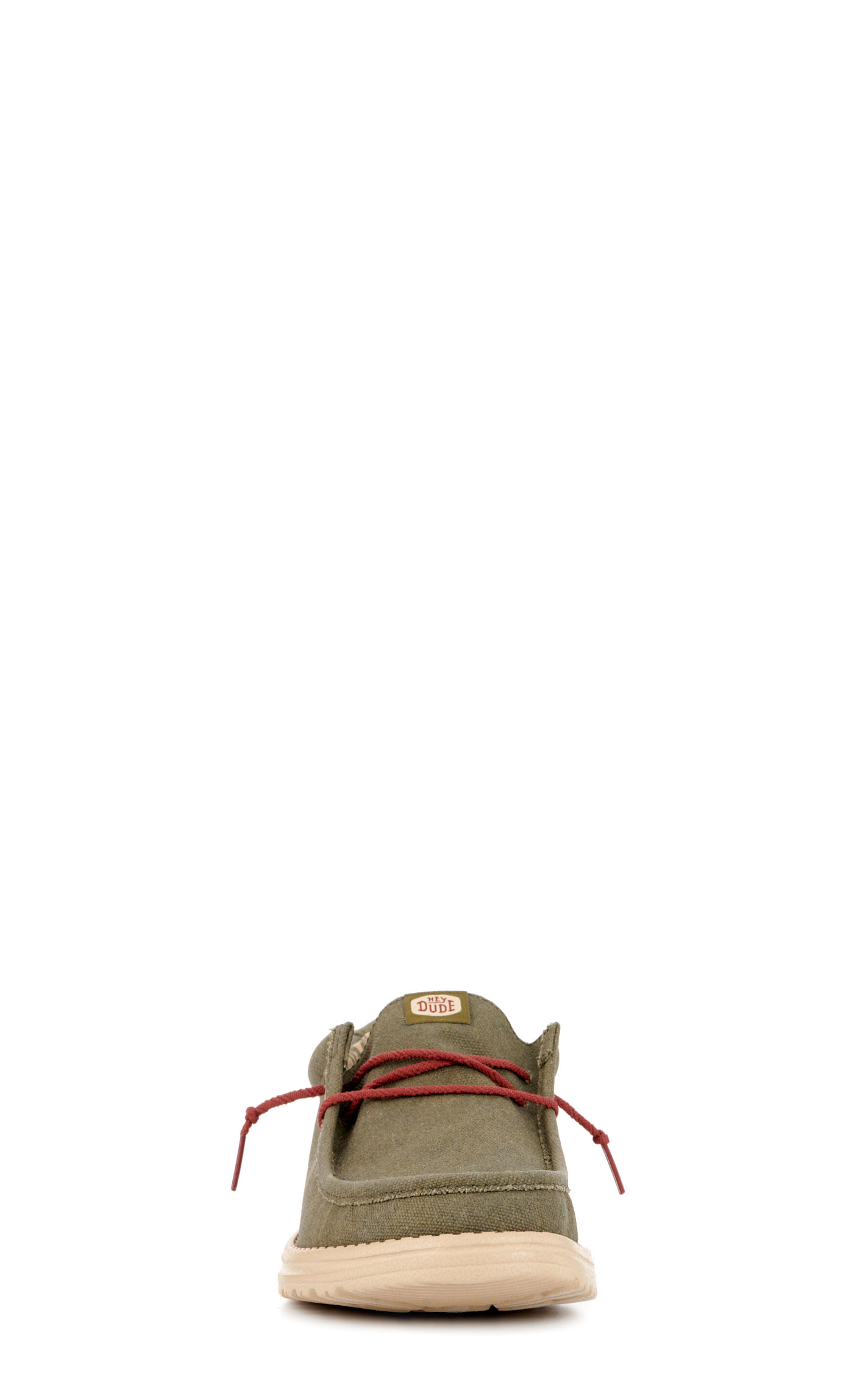 Hey Dude Men's Wally Waxed Canvas Olive Lace Up Casual Shoes - Image 1