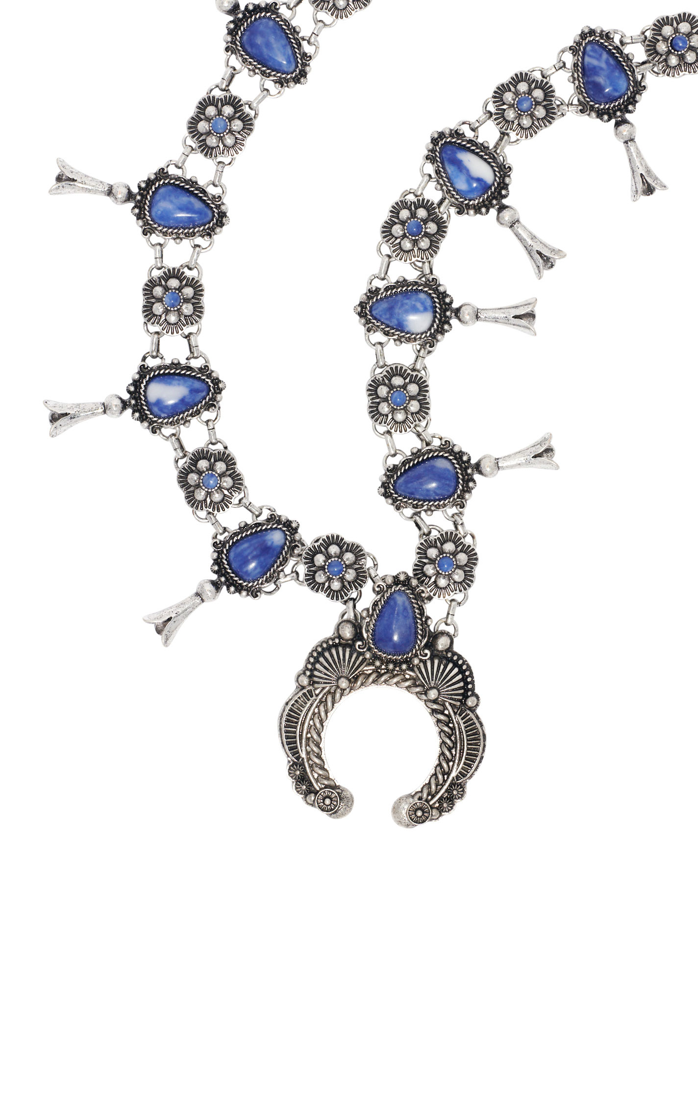 806 by Pink Panache Silver & Denim Blue Squash Blossom Necklace - Image 1