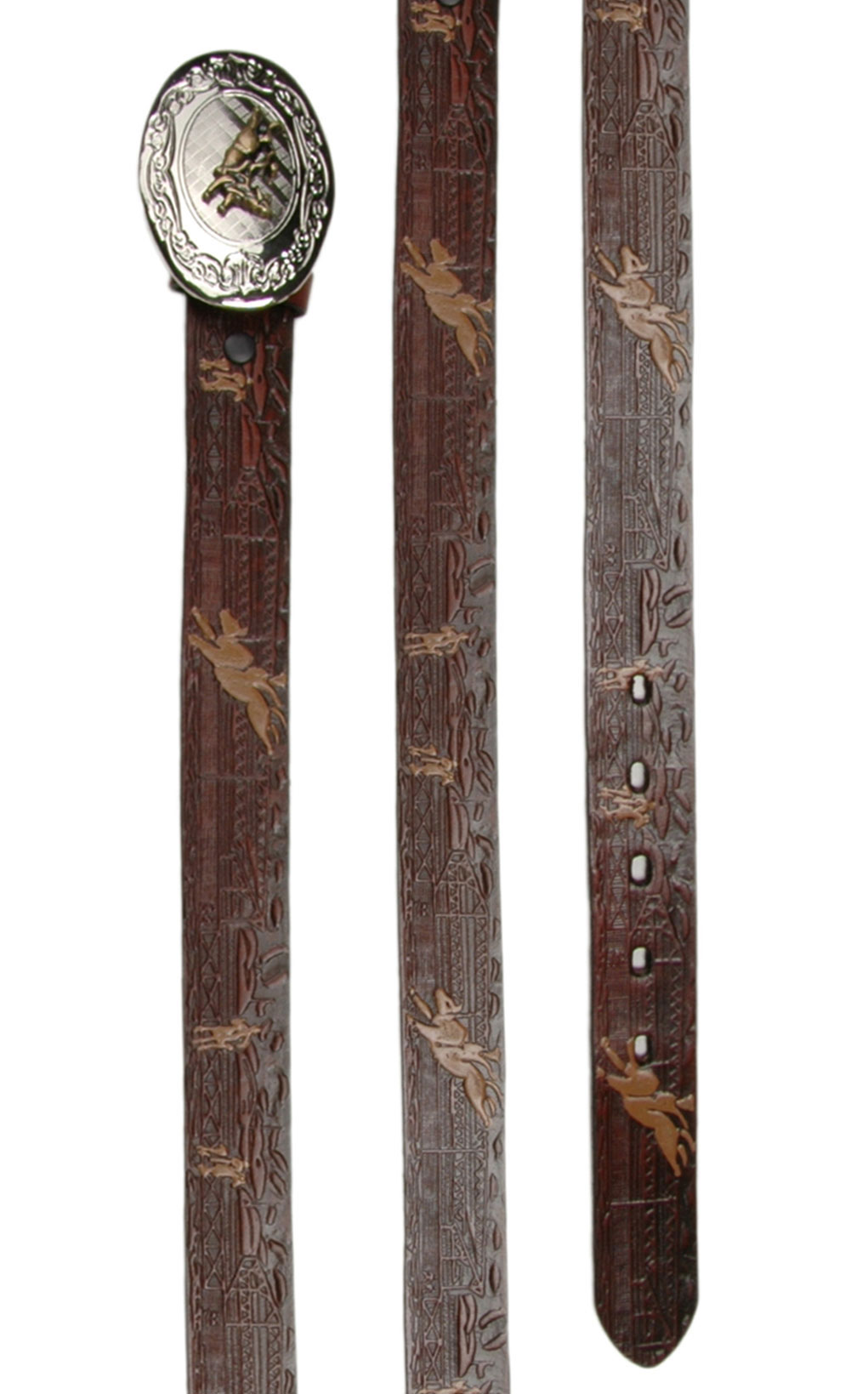 Nocona Brown Rodeo Belt with Bullrider Buckle - Image 1