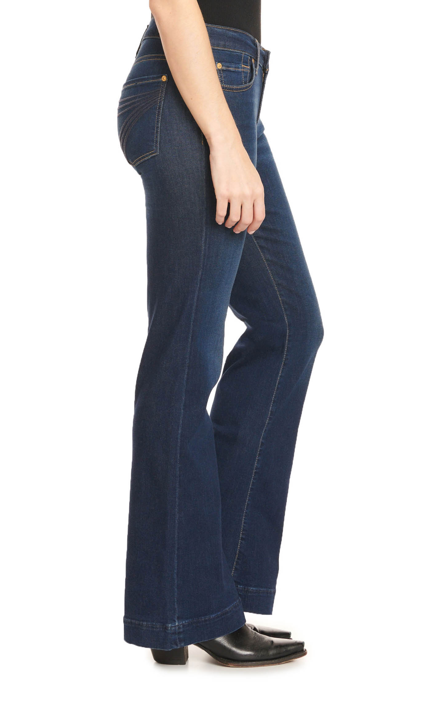 7 for All Mankind Women's Dark Wash Dojo Mid Rise Trouser Jeans - Image 4