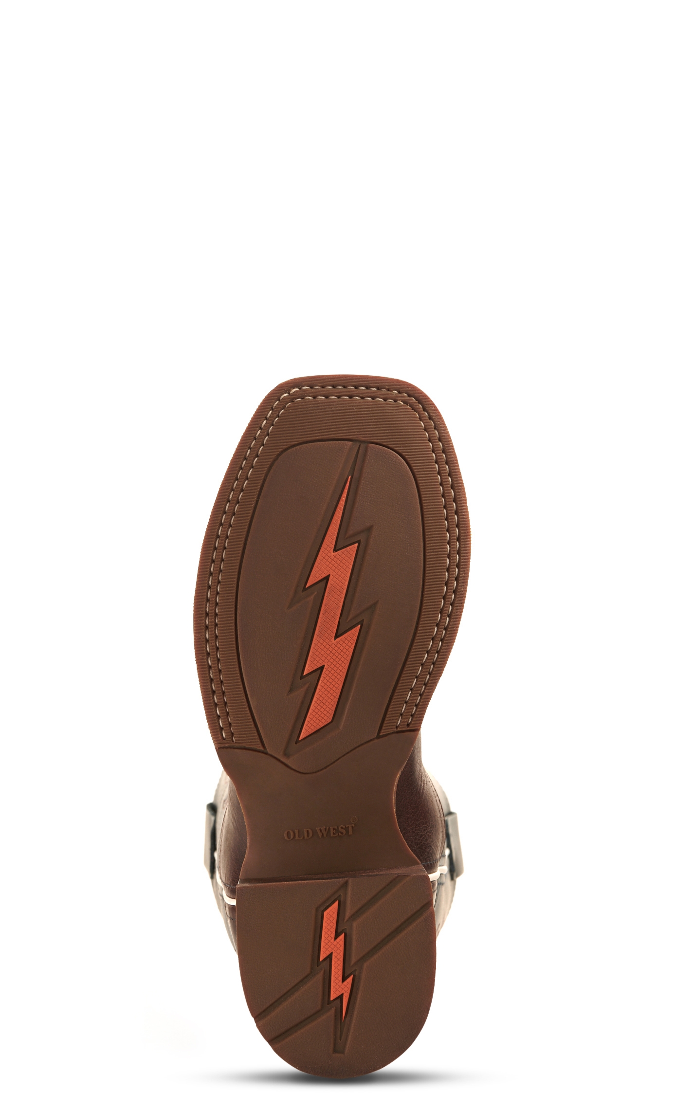 Old West Youth Dark Brown and Wipe Out Blue Wide Square Toe Cowboy Boot - Image 1