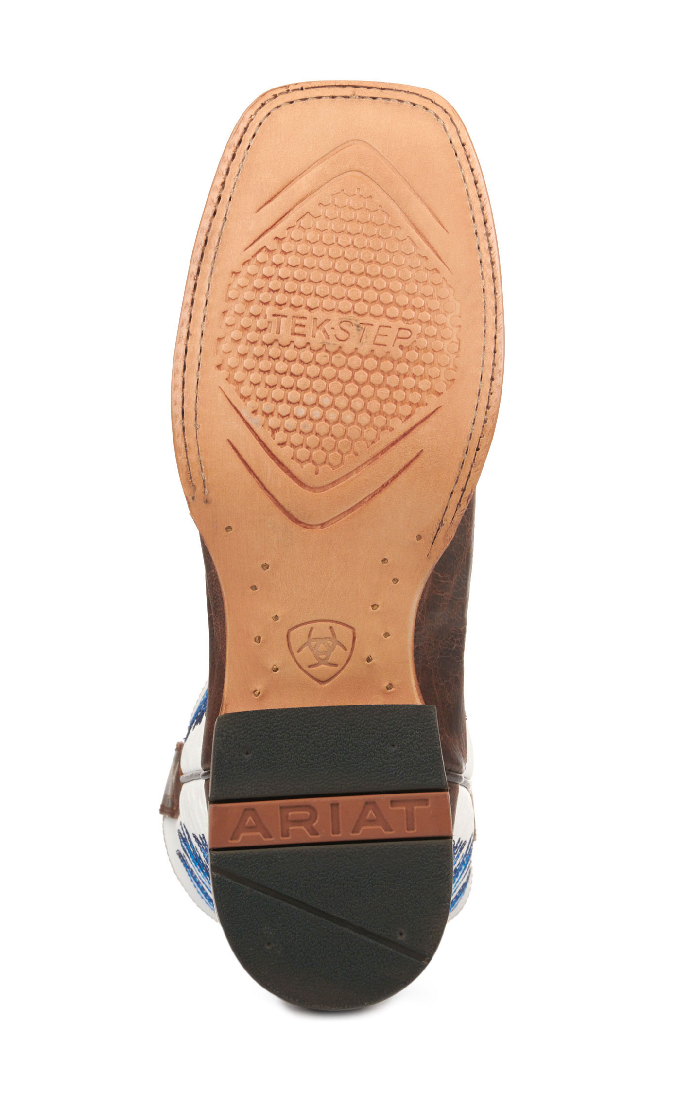 Ariat Men's Wiley Pecan Brown and Coastal Cream TekStep Wide Square Toe Cowboy Boots - Image 1